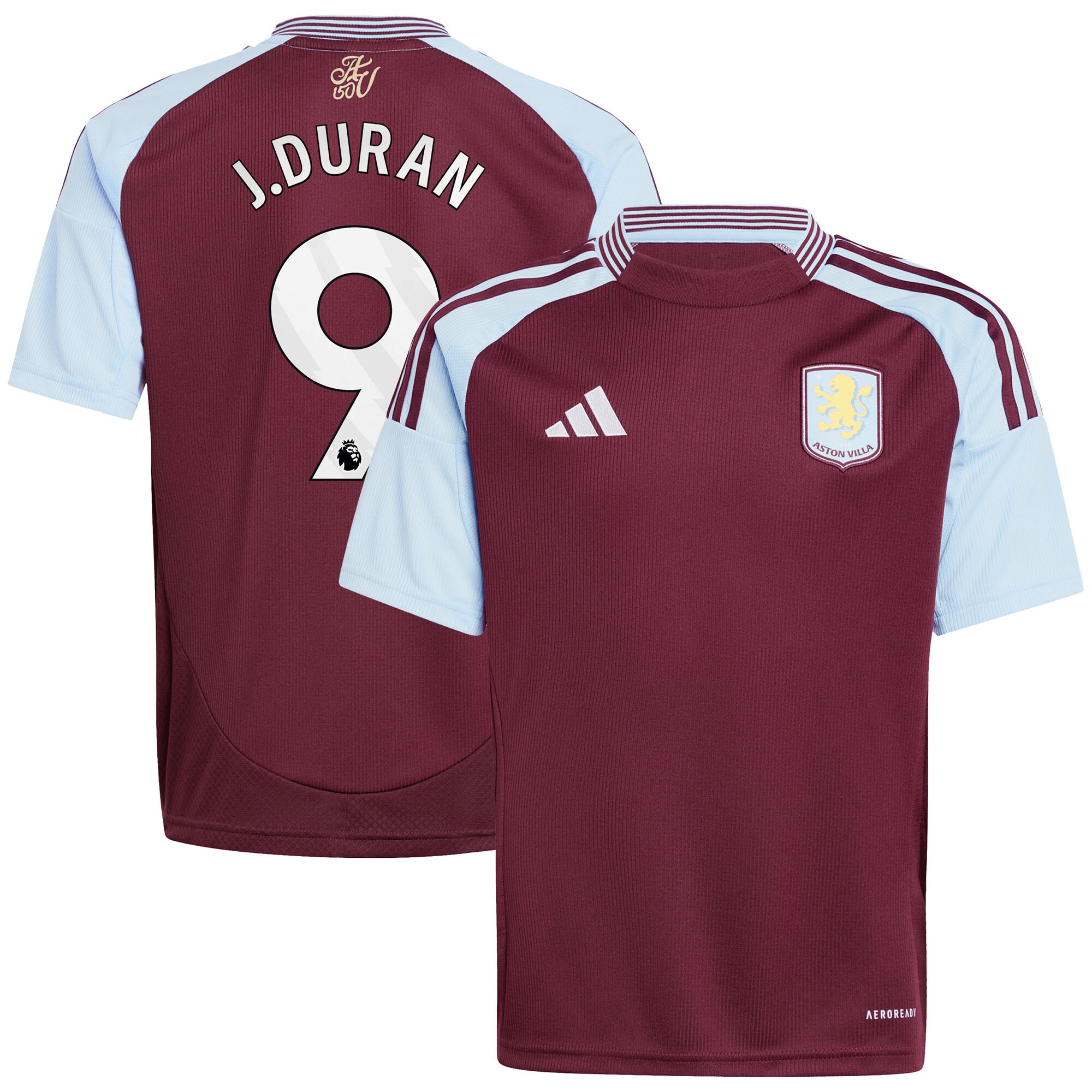 Aston Villa Jerseys - Official aston villa adidas home shirt 2024-25 – kids with j.duran 9 printing Collection for AVFC Fans