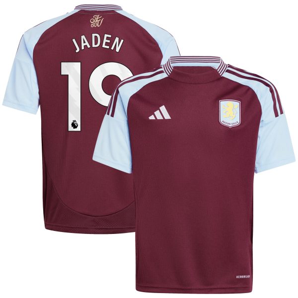 Aston Villa Jerseys - Official aston villa adidas home shirt 2024-25 – kids with jaden 19 printing Collection for AVFC Fans