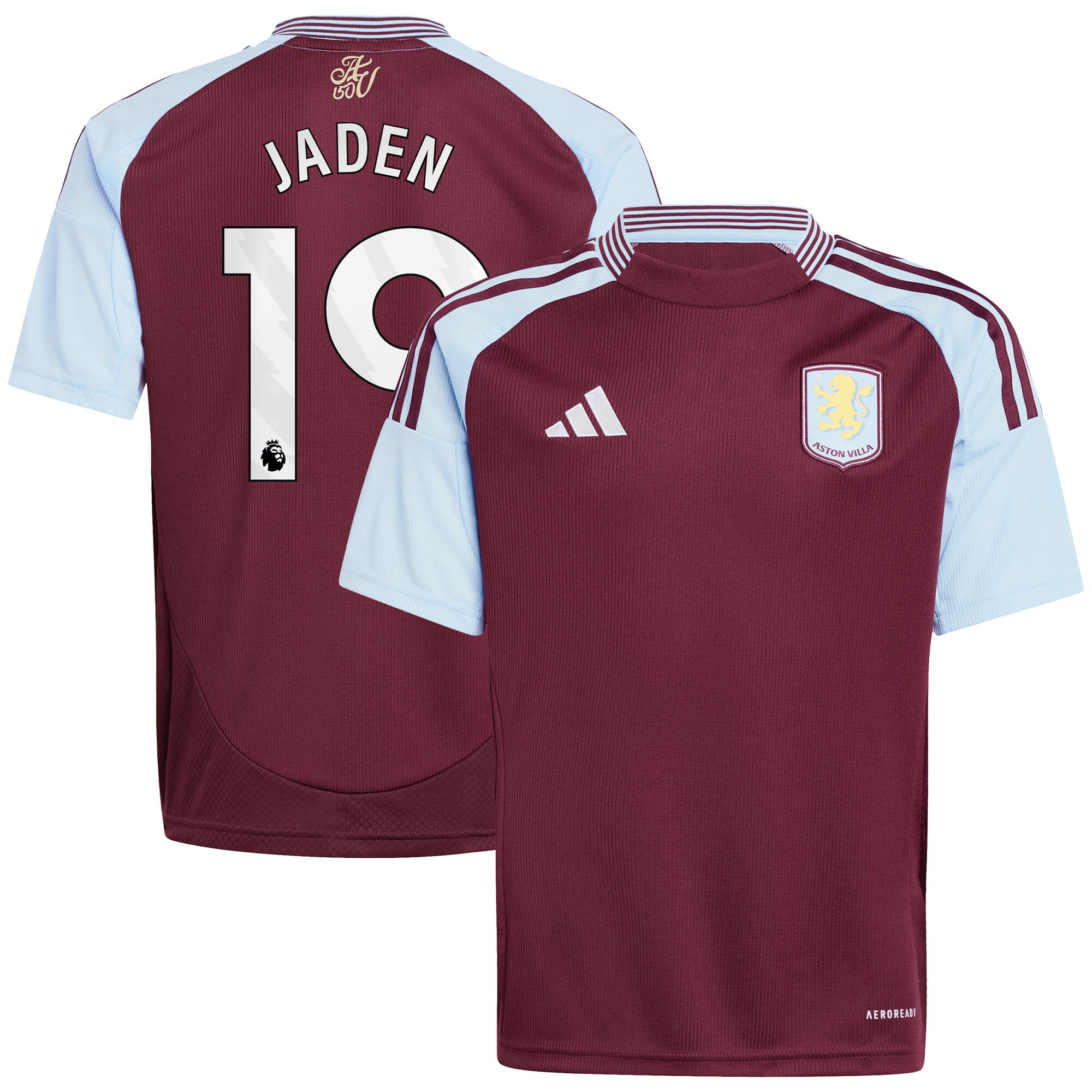 Aston Villa Jerseys - Official aston villa adidas home shirt 2024-25 – kids with jaden 19 printing Collection for AVFC Fans