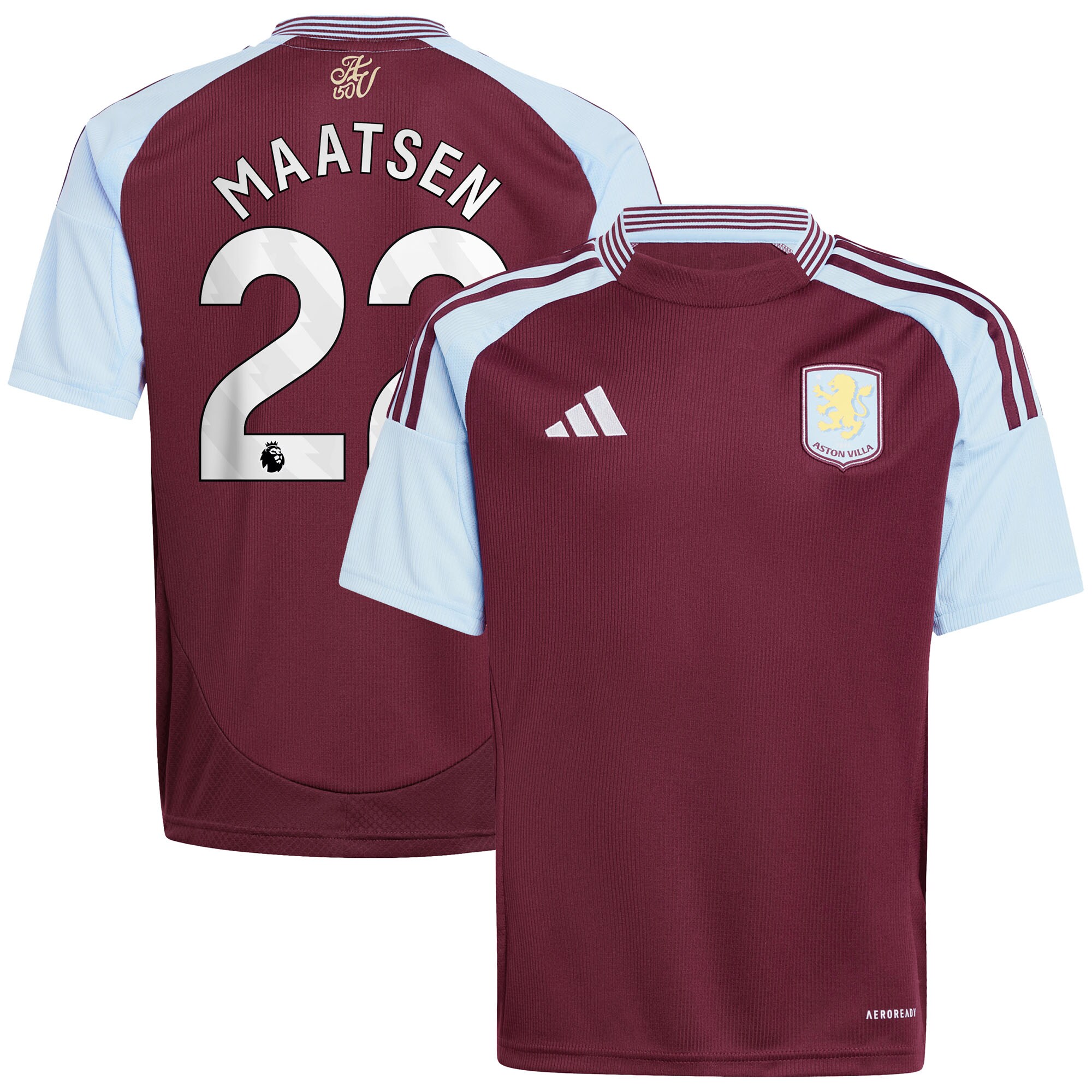 Aston Villa Jerseys - Official aston villa adidas home shirt 2024-25 – kids with maatsen 22 printing Collection for AVFC Fans