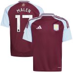 Aston Villa Jerseys - Official aston villa adidas home shirt 2024-25 – kids with malen 17 printing Collection for AVFC Fans