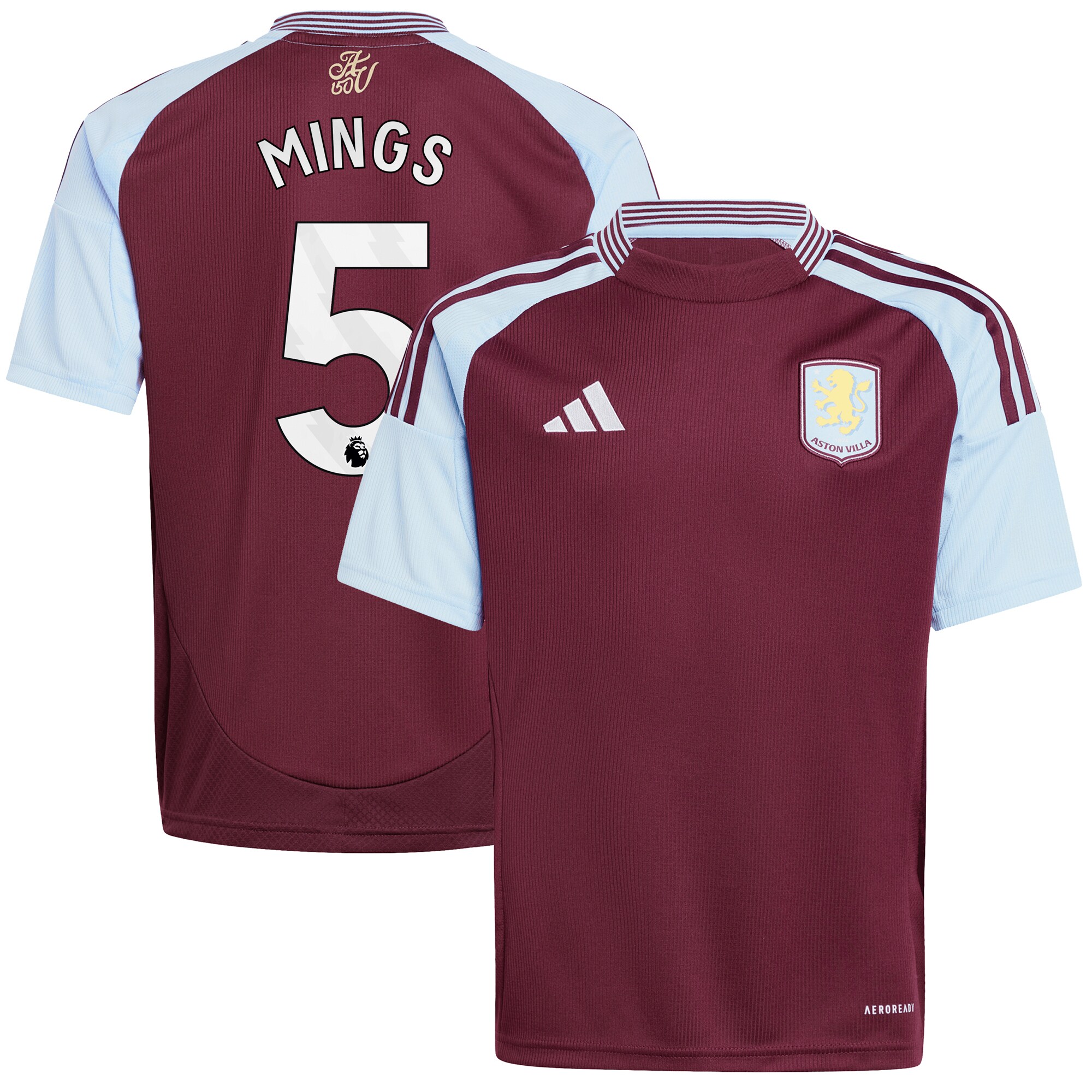 Aston Villa Jerseys - Official aston villa adidas home shirt 2024-25 – kids with mings 5 printing Collection for AVFC Fans