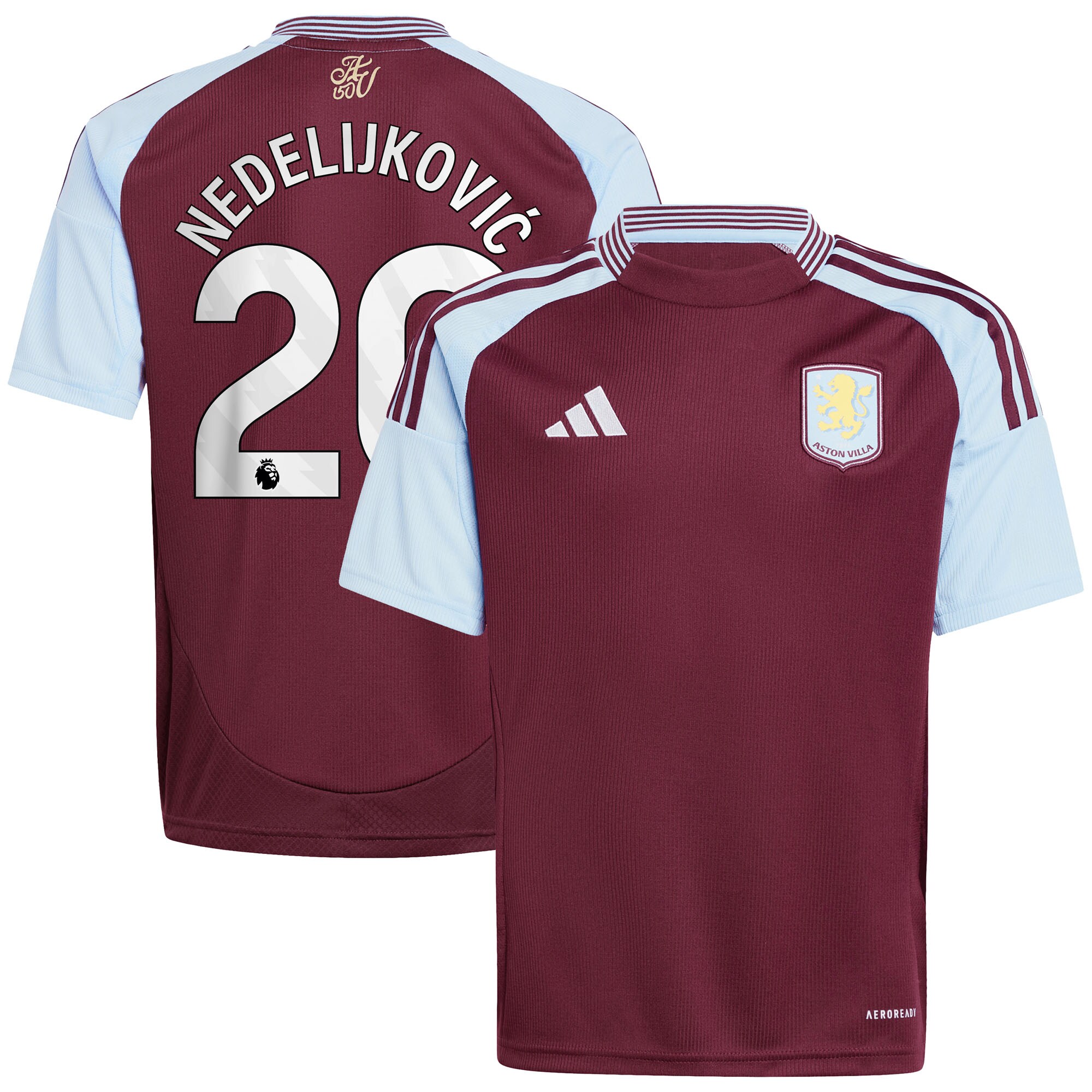 Aston Villa Jerseys - Official aston villa adidas home shirt 2024-25 – kids with nedeljković 20 printing Collection for AVFC Fans