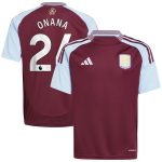 Aston Villa Jerseys - Official aston villa adidas home shirt 2024-25 – kids with onana 24 printing Collection for AVFC Fans