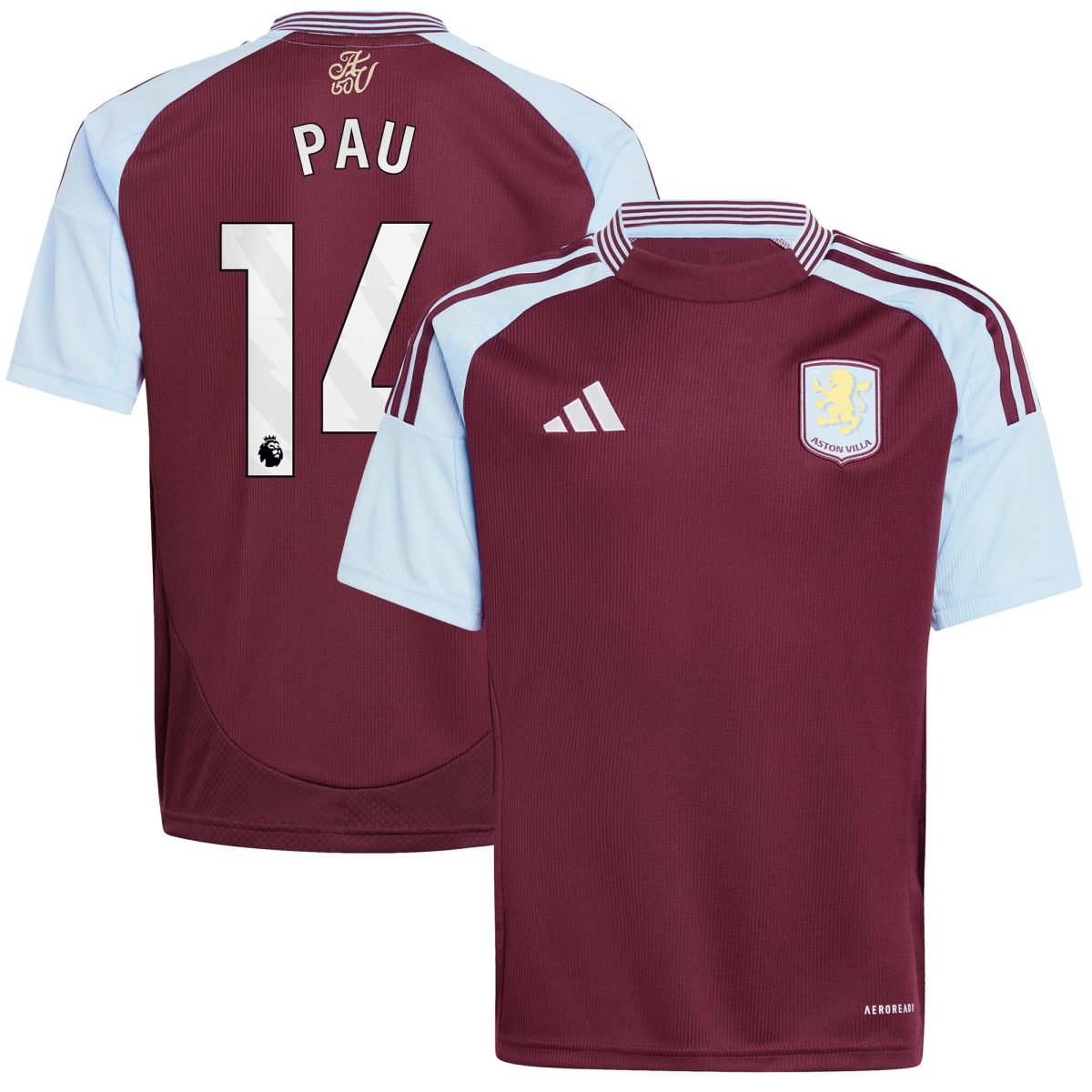 Aston Villa Jerseys - Official aston villa adidas home shirt 2024-25 – kids with pau 14 printing Collection for AVFC Fans