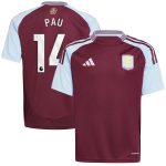 Aston Villa Jerseys - Official aston villa adidas home shirt 2024-25 – kids with pau 14 printing Collection for AVFC Fans