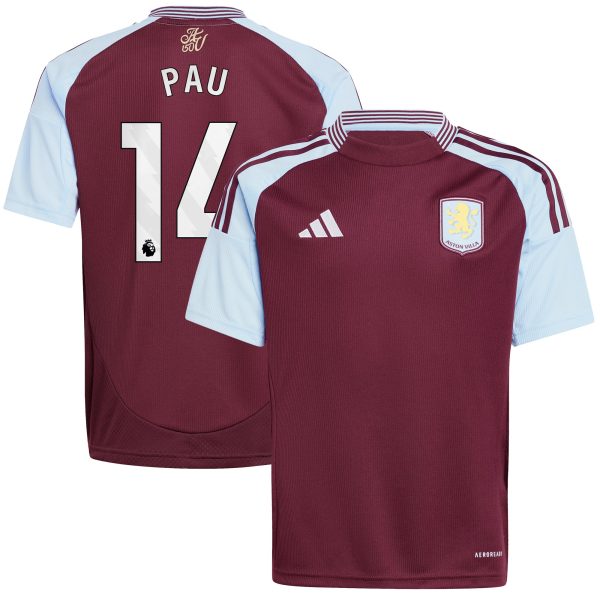 Aston Villa Jerseys - Official aston villa adidas home shirt 2024-25 – kids with pau 14 printing Collection for AVFC Fans