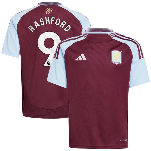 Aston Villa Jerseys - Official aston villa adidas home shirt 2024-25 – kids with rashford 9 printing Collection for AVFC Fans