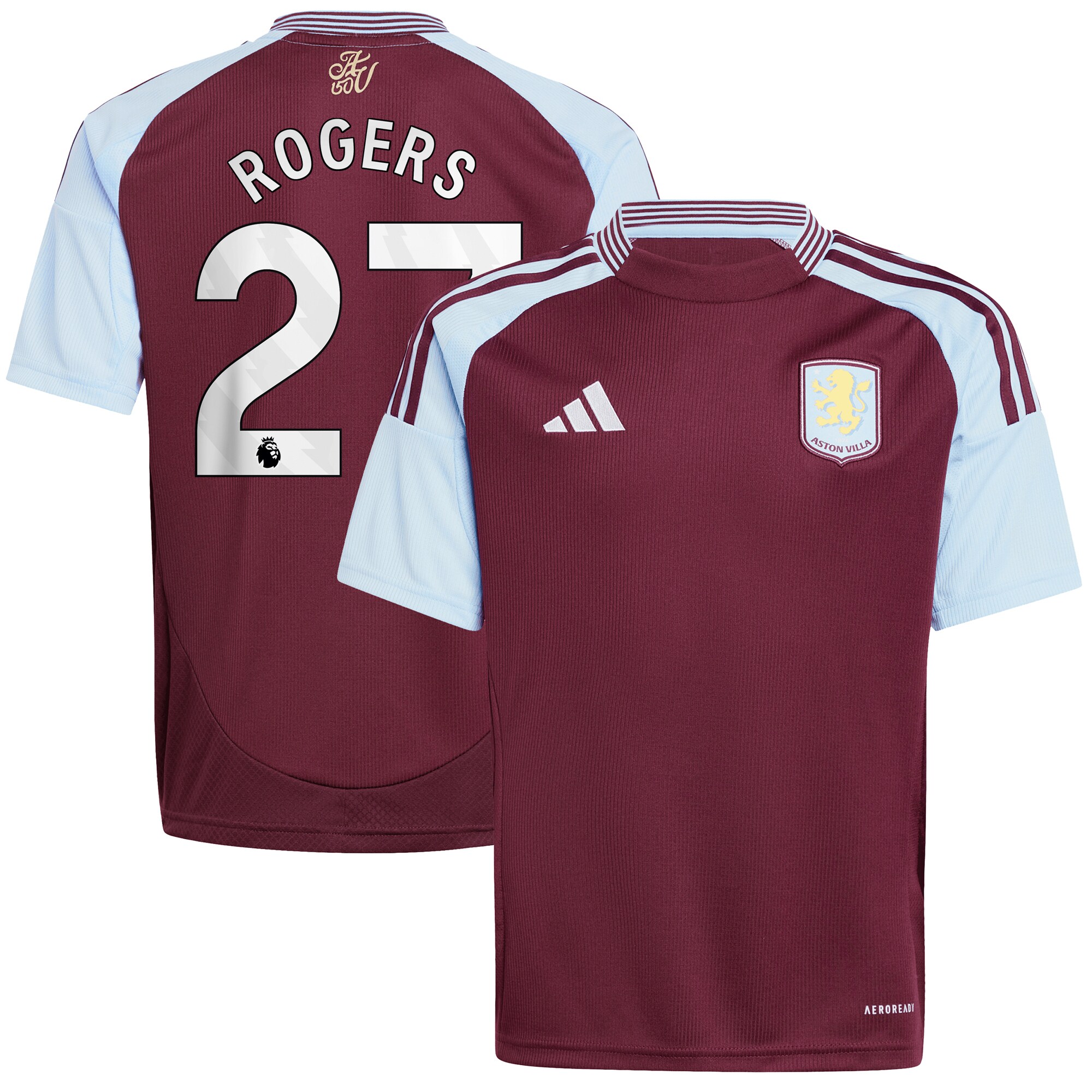 Aston Villa Jerseys - Official aston villa adidas home shirt 2024-25 – kids with rogers 27 printing Collection for AVFC Fans