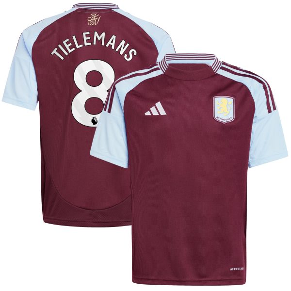 Aston Villa Jerseys - Official aston villa adidas home shirt 2024-25 – kids with tielemans 8 printing Collection for AVFC Fans