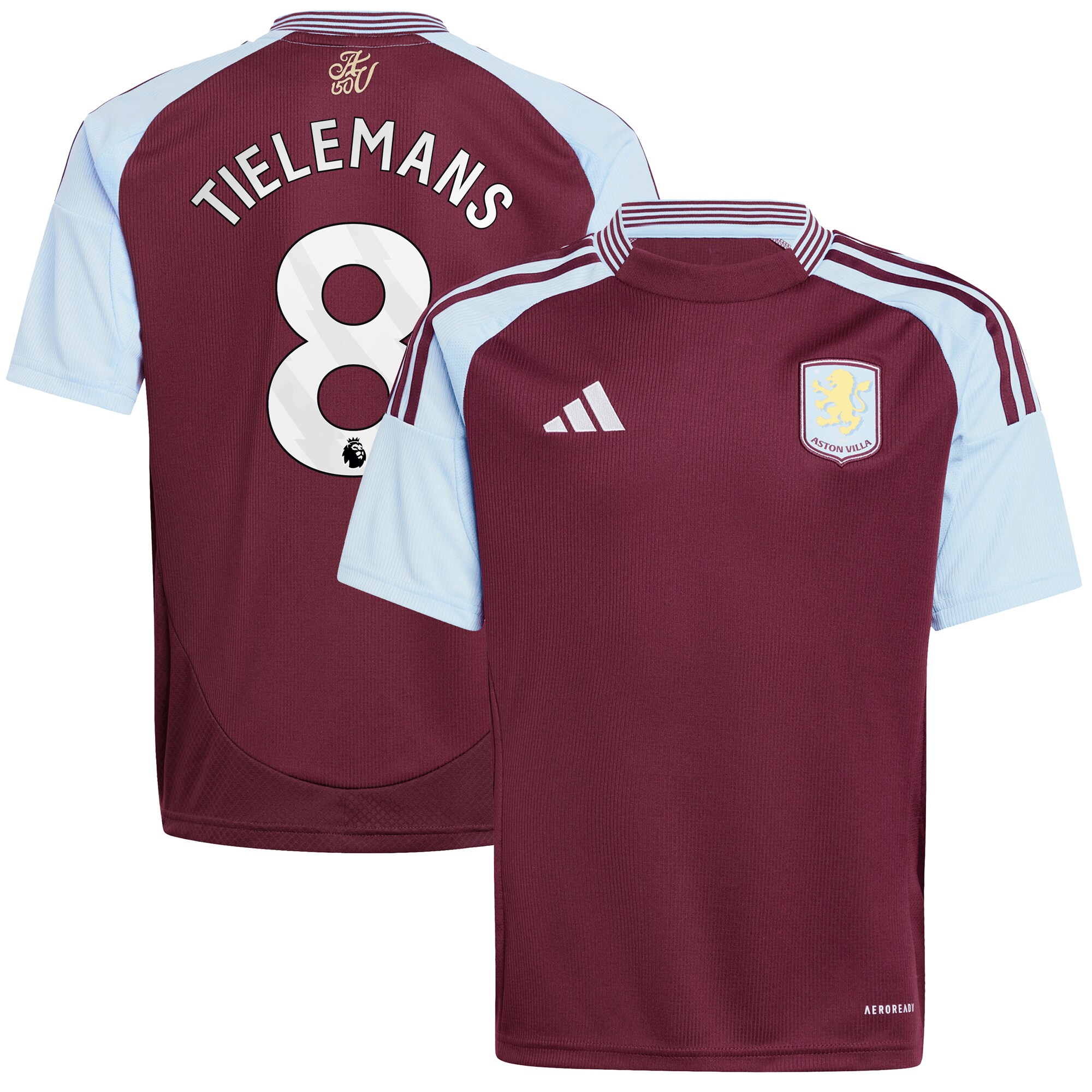 Aston Villa Jerseys - Official aston villa adidas home shirt 2024-25 – kids with tielemans 8 printing Collection for AVFC Fans