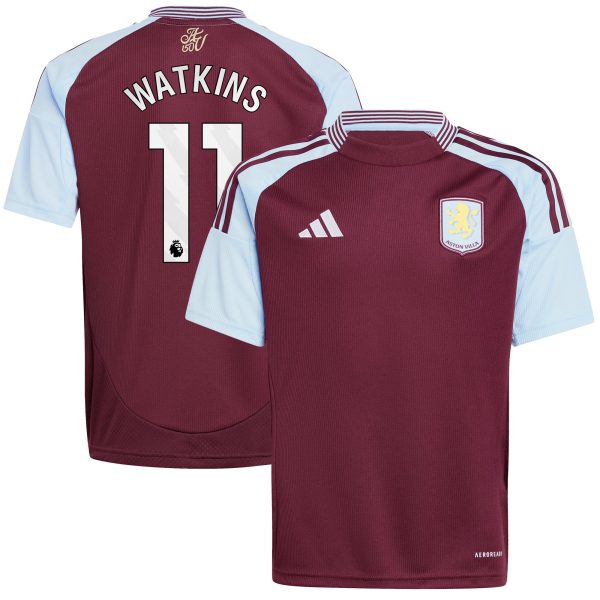 Aston Villa Jerseys - Official aston villa adidas home shirt 2024-25 – kids with watkins 11 printing Collection for AVFC Fans
