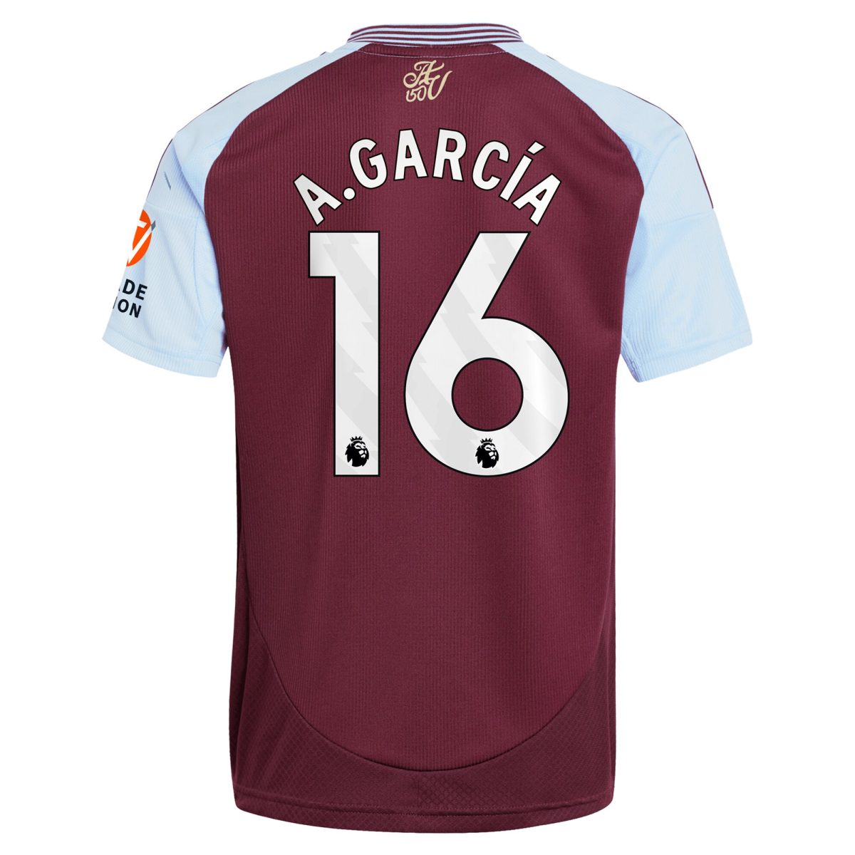 Aston Villa Jerseys - Official aston villa adidas home shirt 2024-25 with a.garcía 16 printing Collection for AVFC Fans