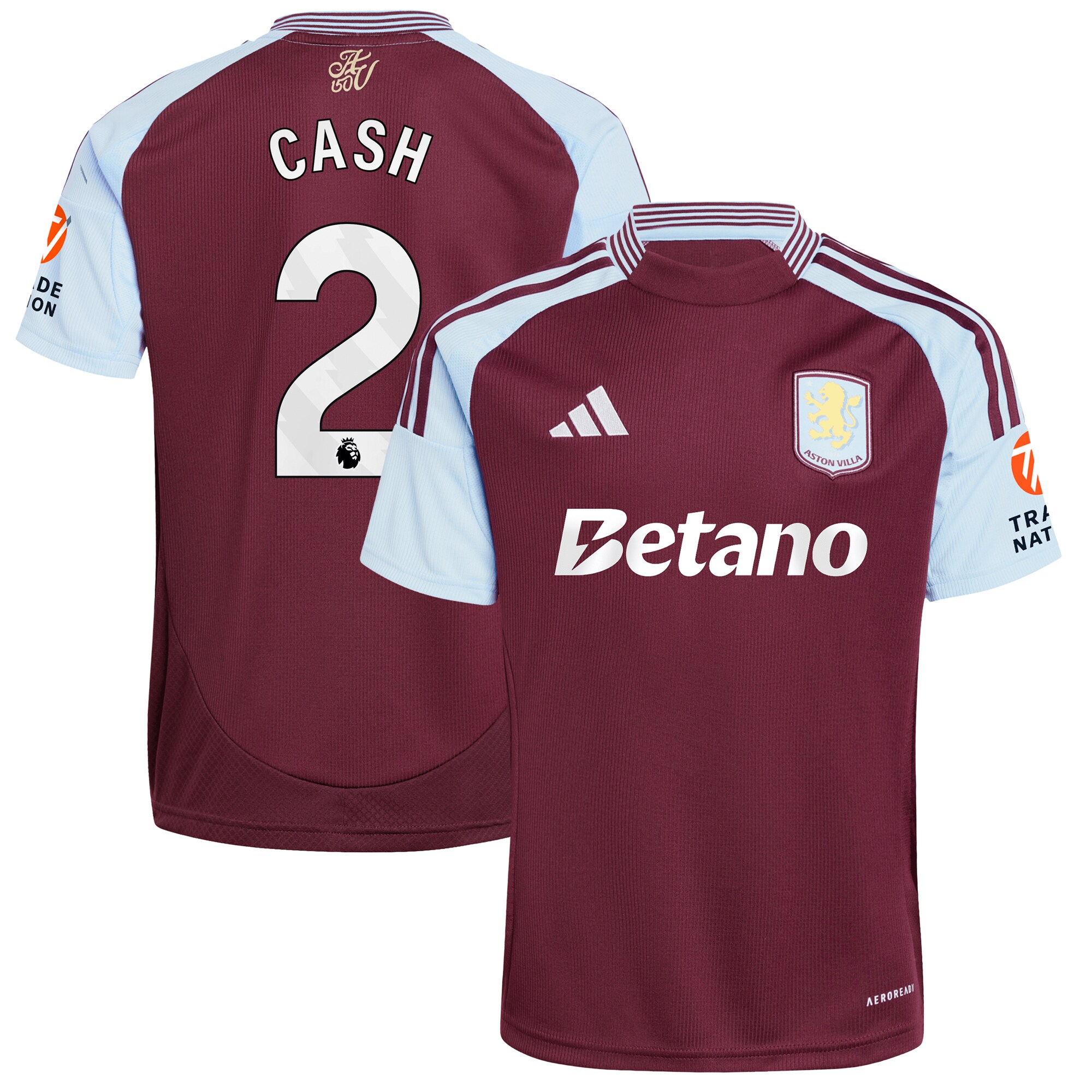 Aston Villa Jerseys - Official aston villa adidas home shirt 2024-25 with cash 2 printing Collection for AVFC Fans