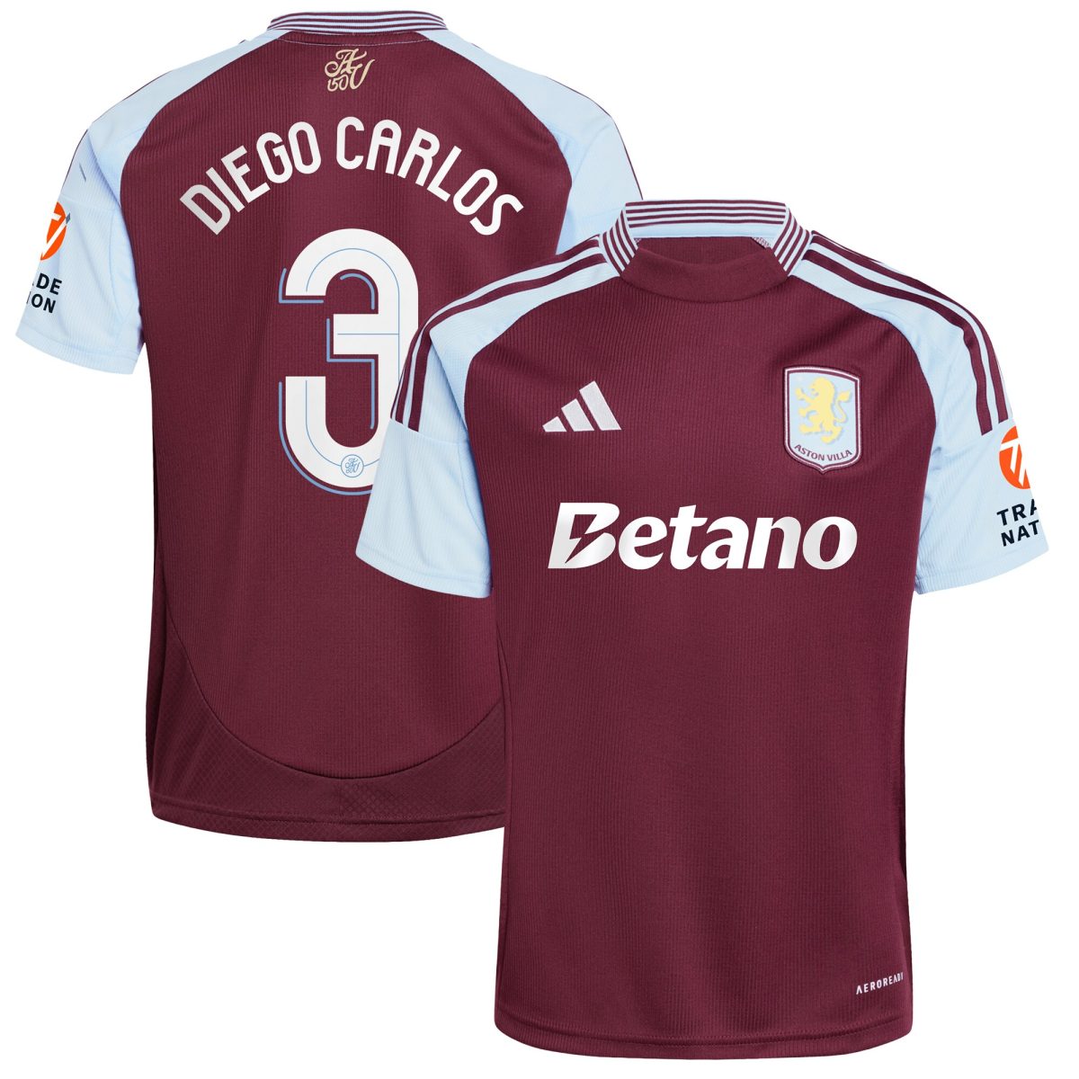 Aston Villa Jerseys - Official aston villa adidas home shirt 2024-25 with diego carlos 3 cup printing Collection for AVFC Fans