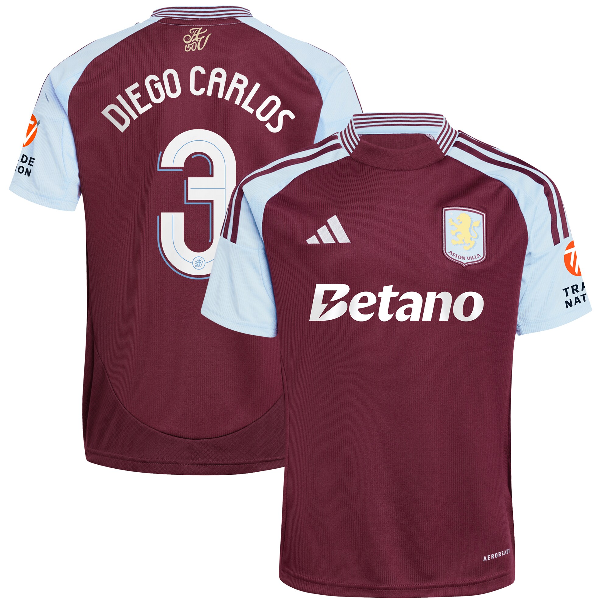 Aston Villa Jerseys - Official aston villa adidas home shirt 2024-25 with diego carlos 3 cup printing Collection for AVFC Fans