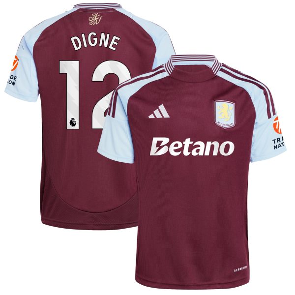 Aston Villa Jerseys - Official aston villa adidas home shirt 2024-25 with digne 12 printing Collection for AVFC Fans