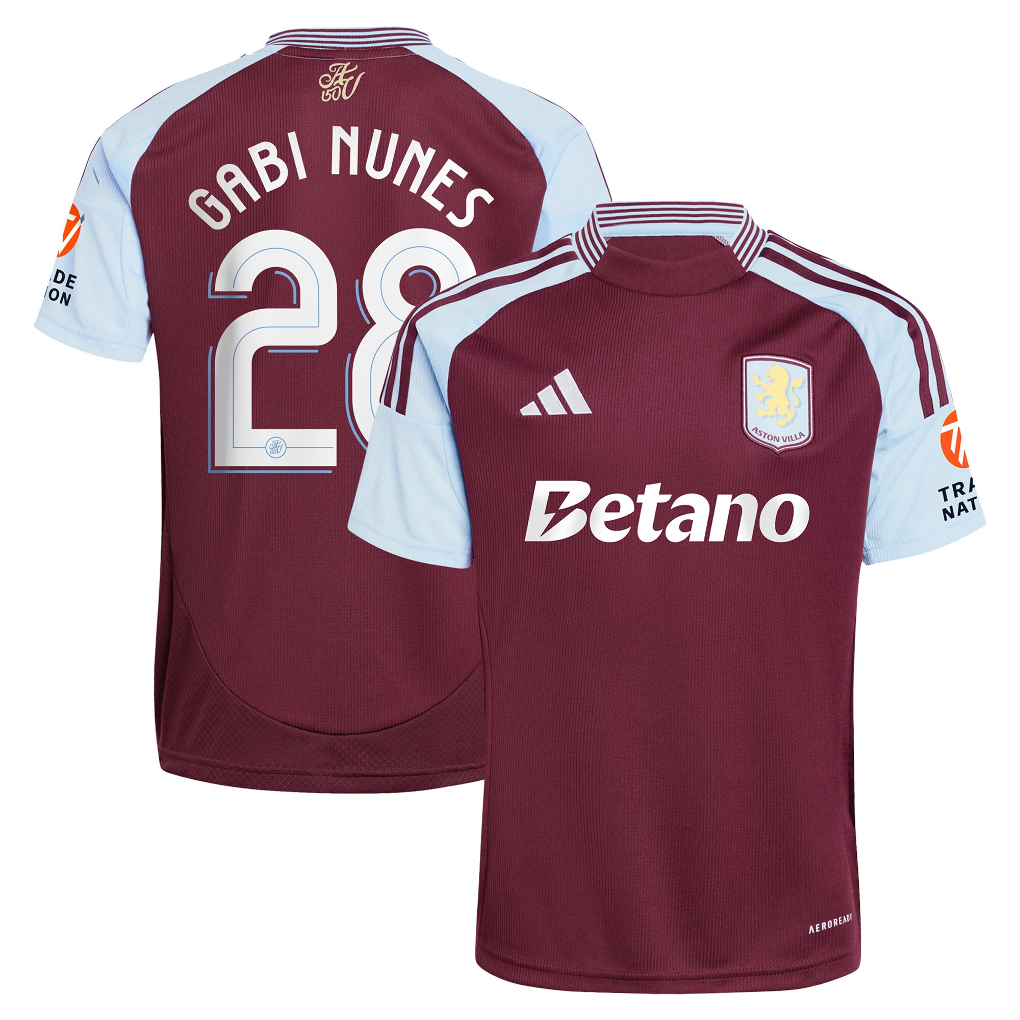 Aston Villa Jerseys - Official aston villa adidas home shirt 2024-25 with gabi nunes 28 cup printing Collection for AVFC Fans