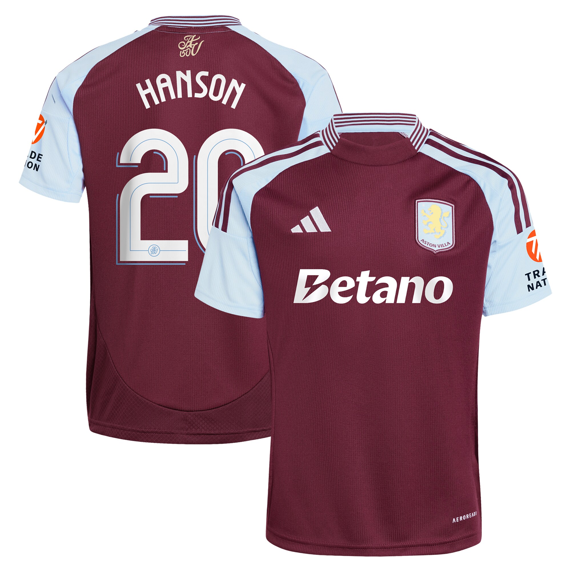 Aston Villa Jerseys - Official aston villa adidas home shirt 2024-25 with hanson 20 cup printing Collection for AVFC Fans