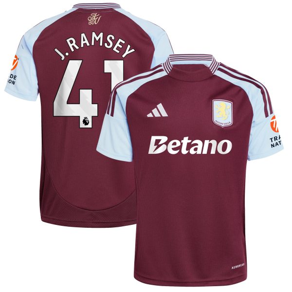 Aston Villa Jerseys - Official aston villa adidas home shirt 2024-25 with j. ramsey 41 printing Collection for AVFC Fans