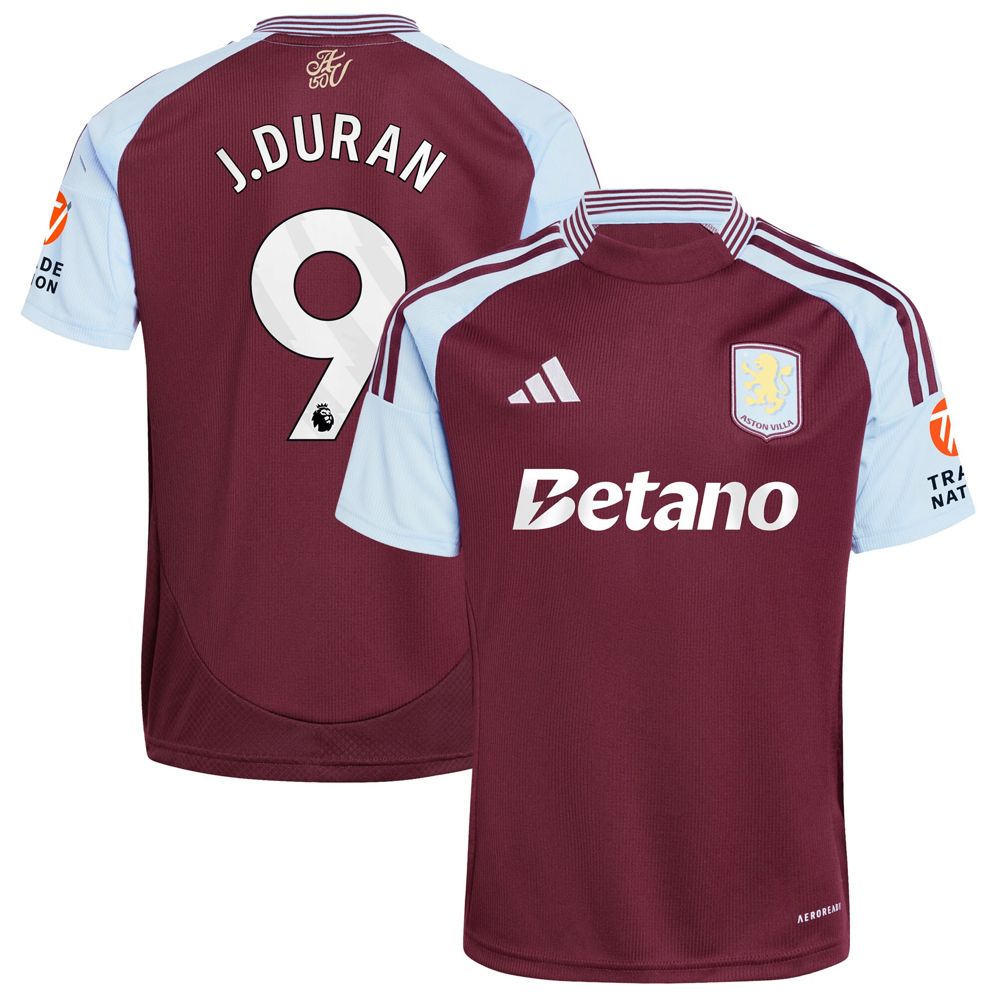 Aston Villa Jerseys - Official aston villa adidas home shirt 2024-25 with j.duran 9 printing Collection for AVFC Fans