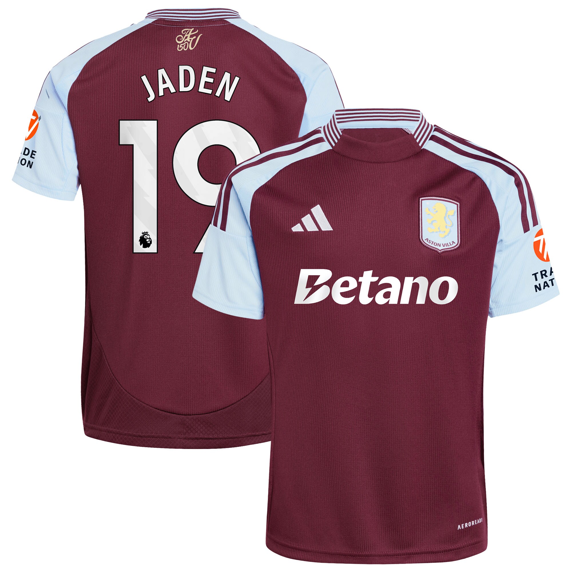 Aston Villa Jerseys - Official aston villa adidas home shirt 2024-25 with jaden 19 printing Collection for AVFC Fans