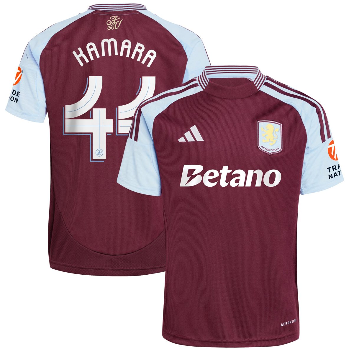 Aston Villa Jerseys - Official aston villa adidas home shirt 2024-25 with kamara 44 cup printing Collection for AVFC Fans