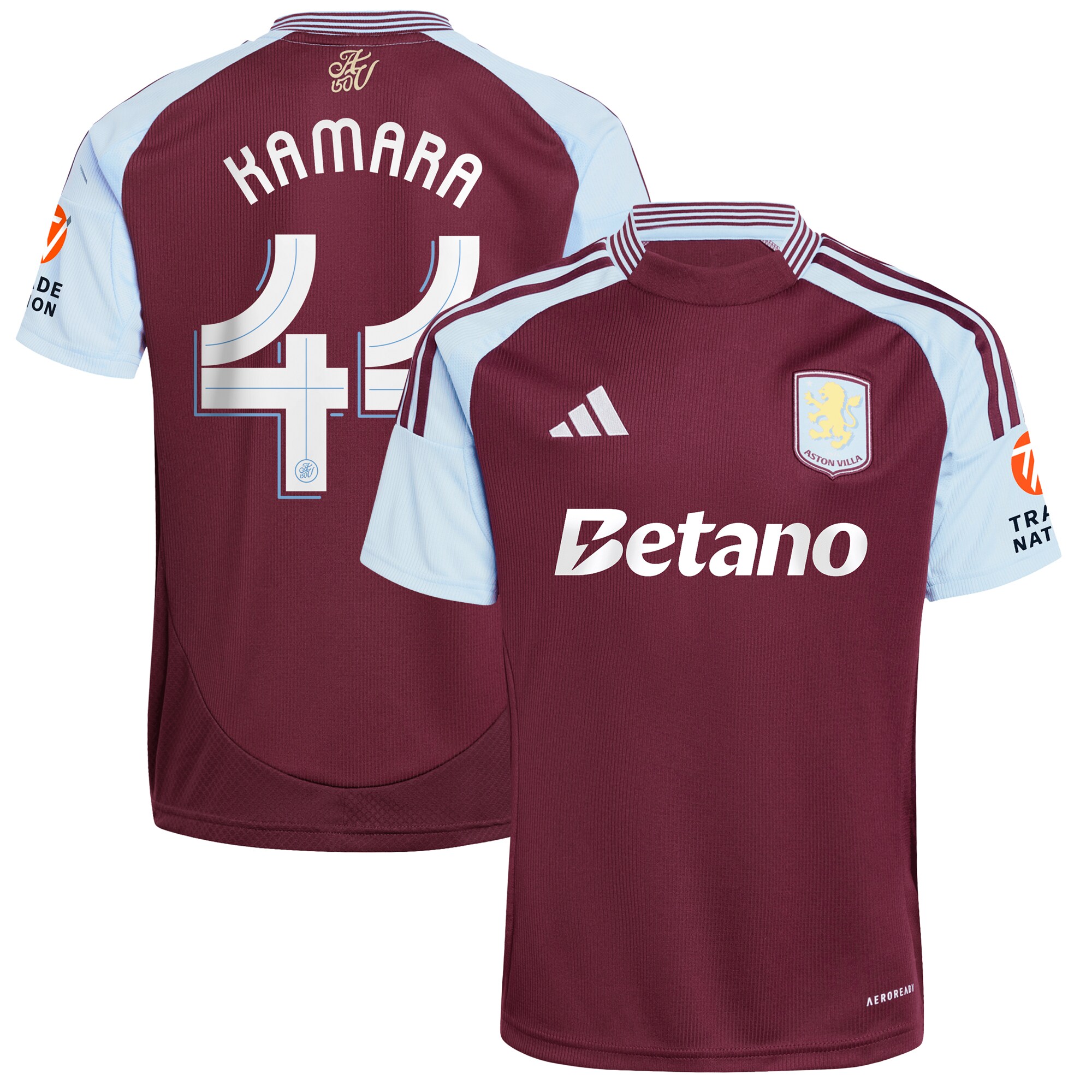 Aston Villa Jerseys - Official aston villa adidas home shirt 2024-25 with kamara 44 cup printing Collection for AVFC Fans