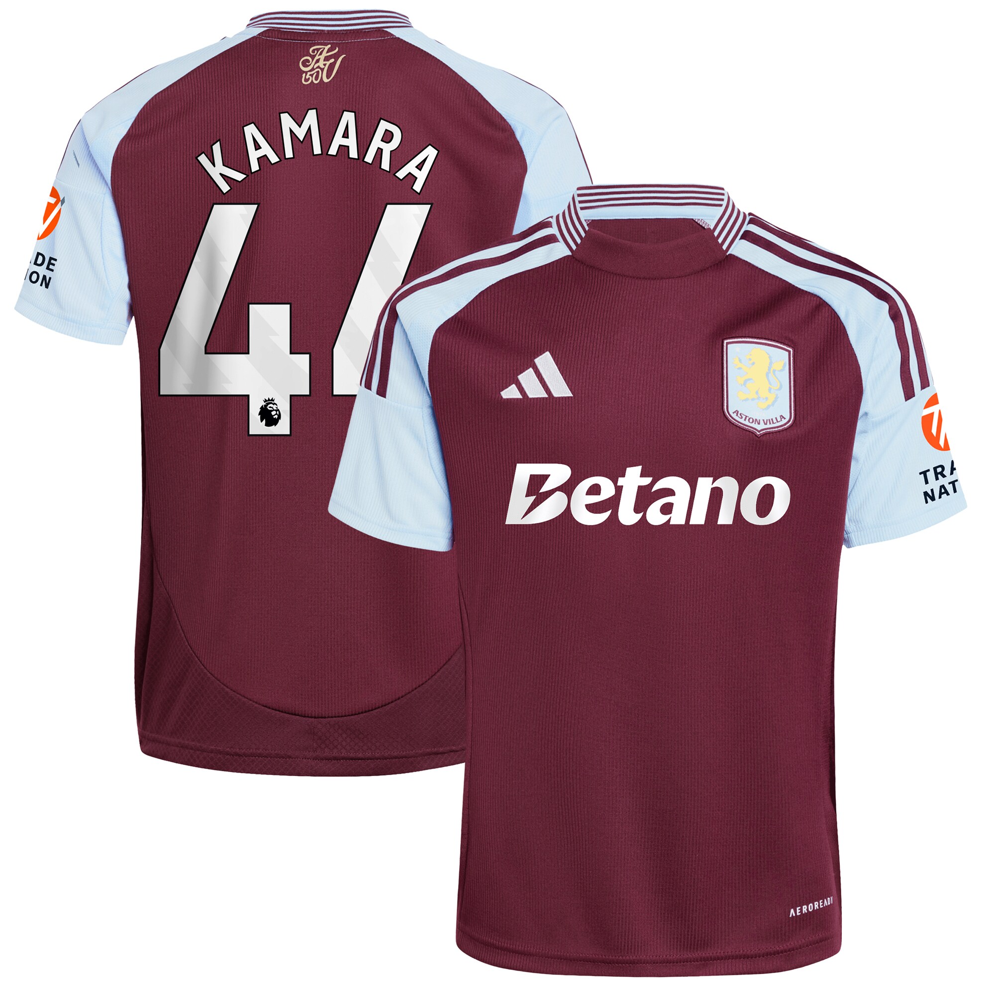 Aston Villa Jerseys - Official aston villa adidas home shirt 2024-25 with kamara 44 printing Collection for AVFC Fans