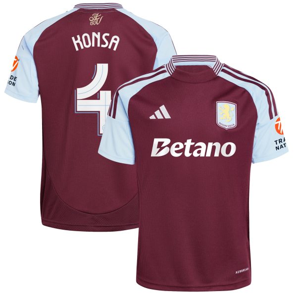 Aston Villa Jerseys - Official aston villa adidas home shirt 2024-25 with konsa 4 cup printing Collection for AVFC Fans