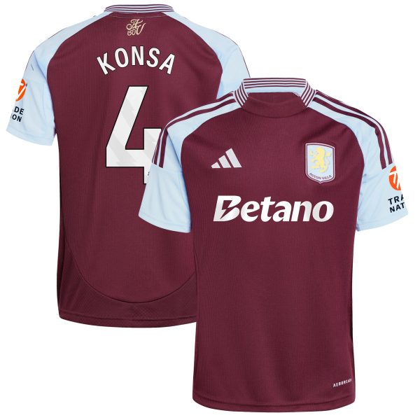 Aston Villa Jerseys - Official aston villa adidas home shirt 2024-25 with konsa 4 printing Collection for AVFC Fans