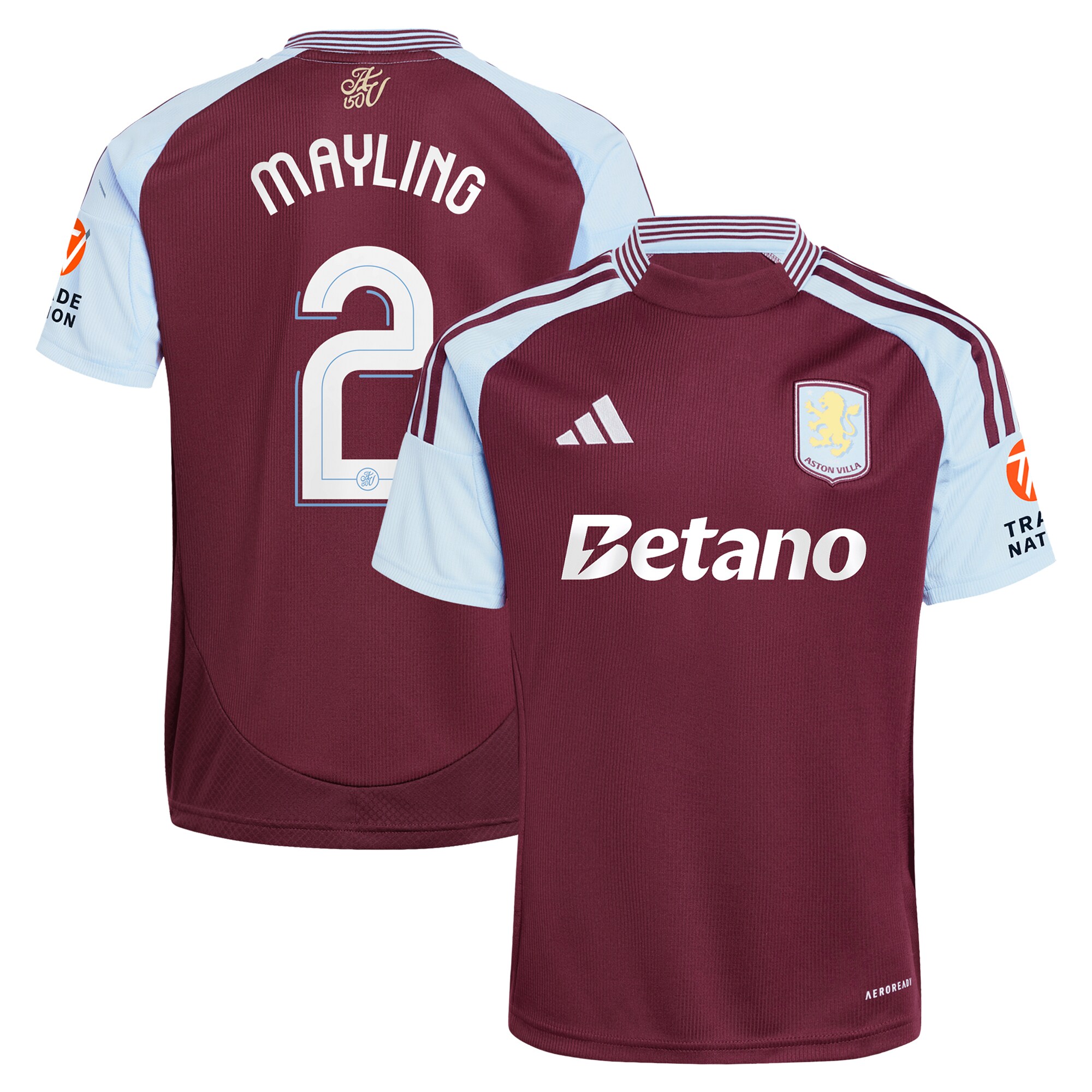 Aston Villa Jerseys - Official aston villa adidas home shirt 2024-25 with mayling 2 cup printing Collection for AVFC Fans