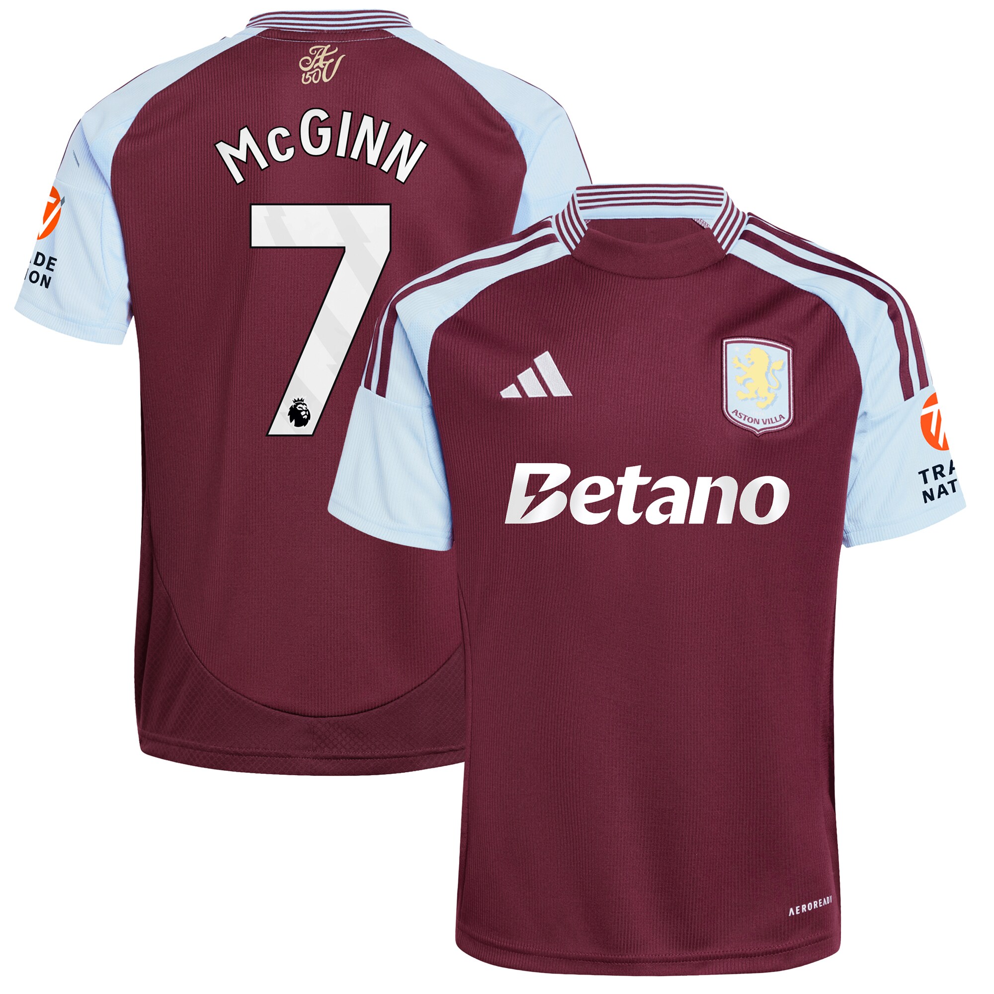 Aston Villa Jerseys - Official aston villa adidas home shirt 2024-25 with mcginn 7 printing Collection for AVFC Fans