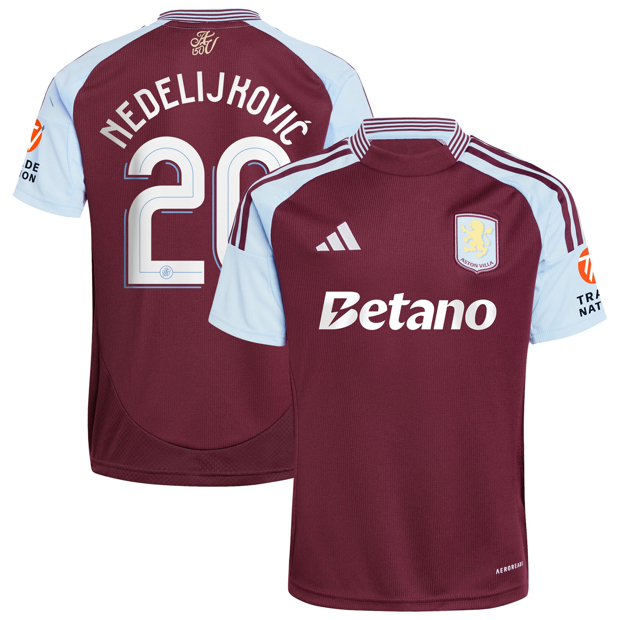 Aston Villa Jerseys - Official aston villa adidas home shirt 2024-25 with nedeljković 20 cup printing Collection for AVFC Fans