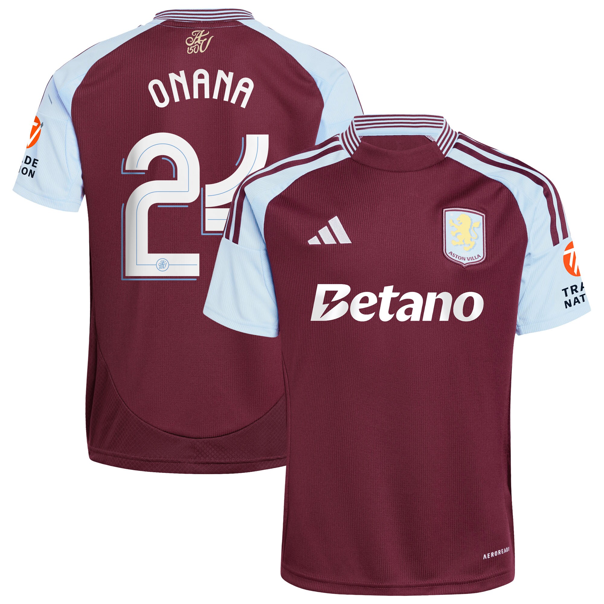 Aston Villa Jerseys - Official aston villa adidas home shirt 2024-25 with onana 24 cup printing Collection for AVFC Fans