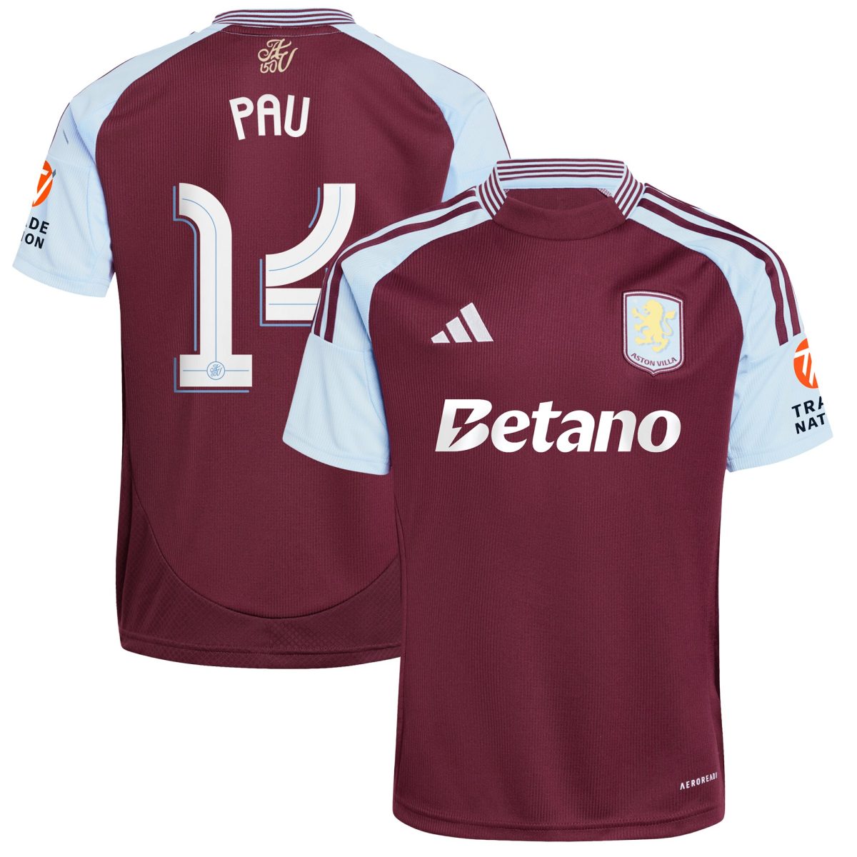 Aston Villa Jerseys - Official aston villa adidas home shirt 2024-25 with pau 14 cup printing Collection for AVFC Fans