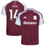 Aston Villa Jerseys - Official aston villa adidas home shirt 2024-25 with pau 14 printing Collection for AVFC Fans