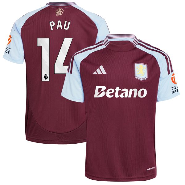Aston Villa Jerseys - Official aston villa adidas home shirt 2024-25 with pau 14 printing Collection for AVFC Fans