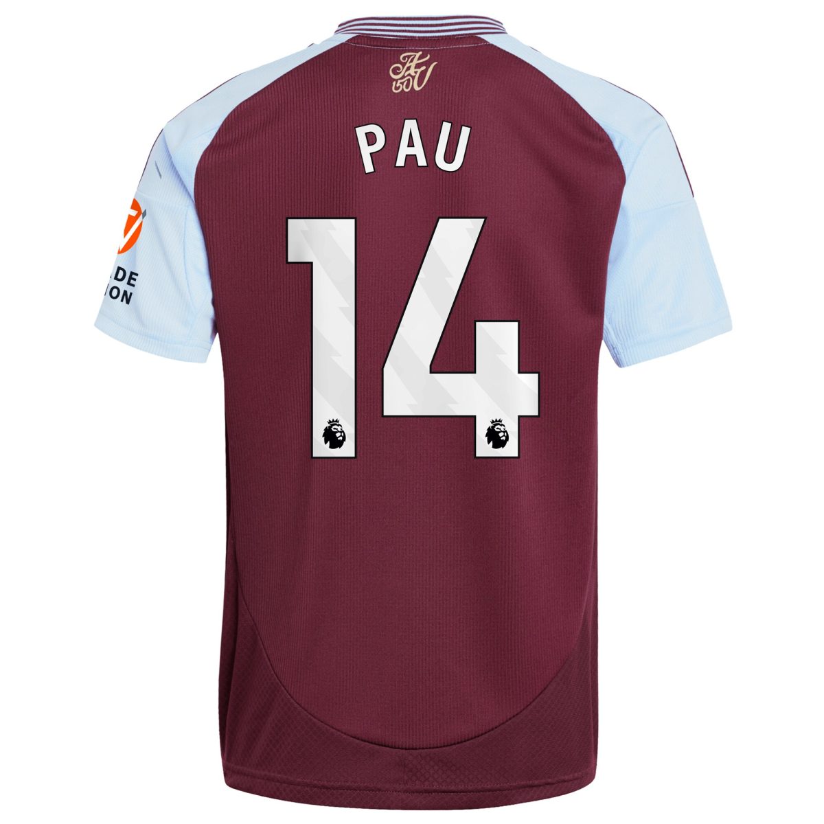 Aston Villa Jerseys - Official aston villa adidas home shirt 2024-25 with pau 14 printing Collection for AVFC Fans