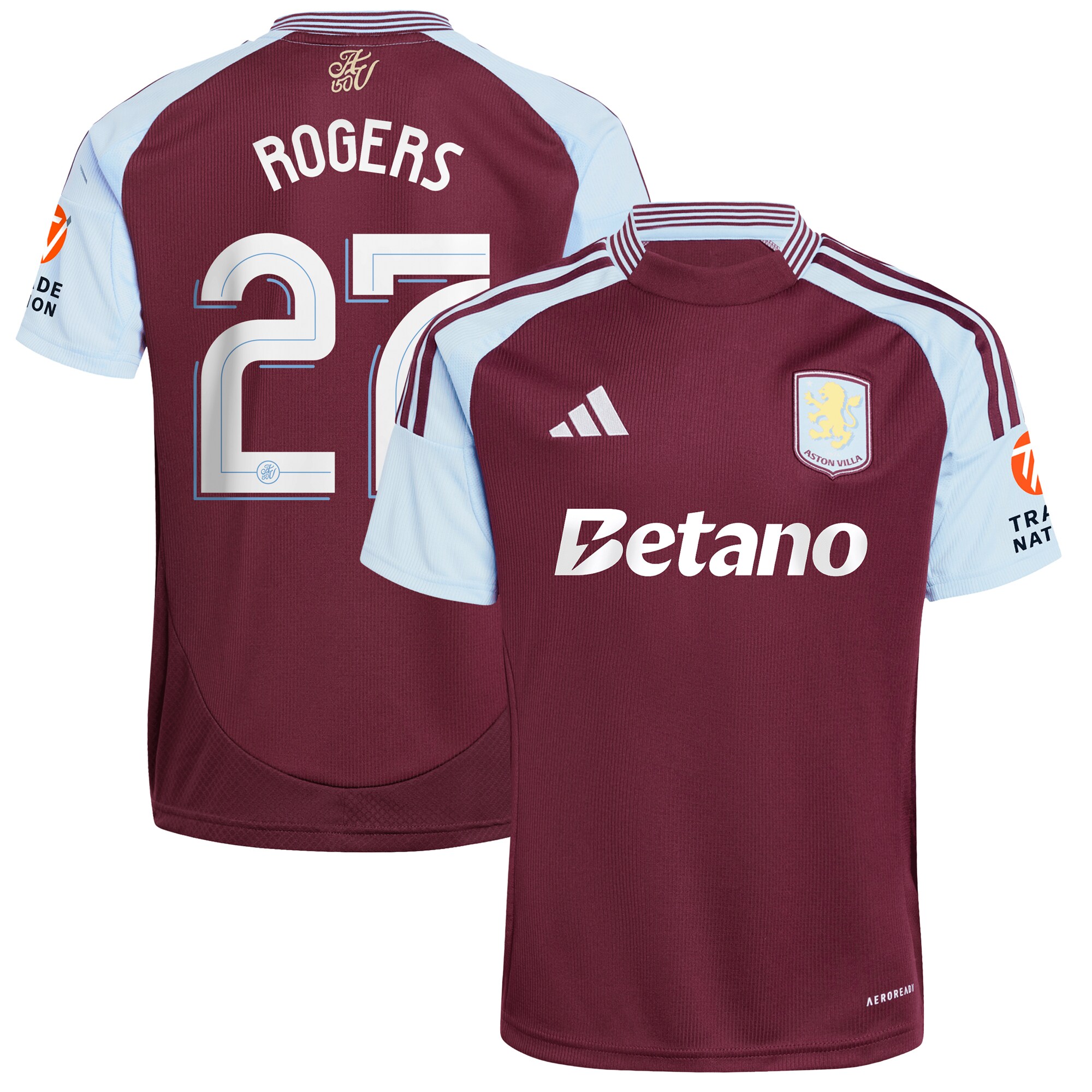 Aston Villa Jerseys - Official aston villa adidas home shirt 2024-25 with rogers 27 cup printing Collection for AVFC Fans