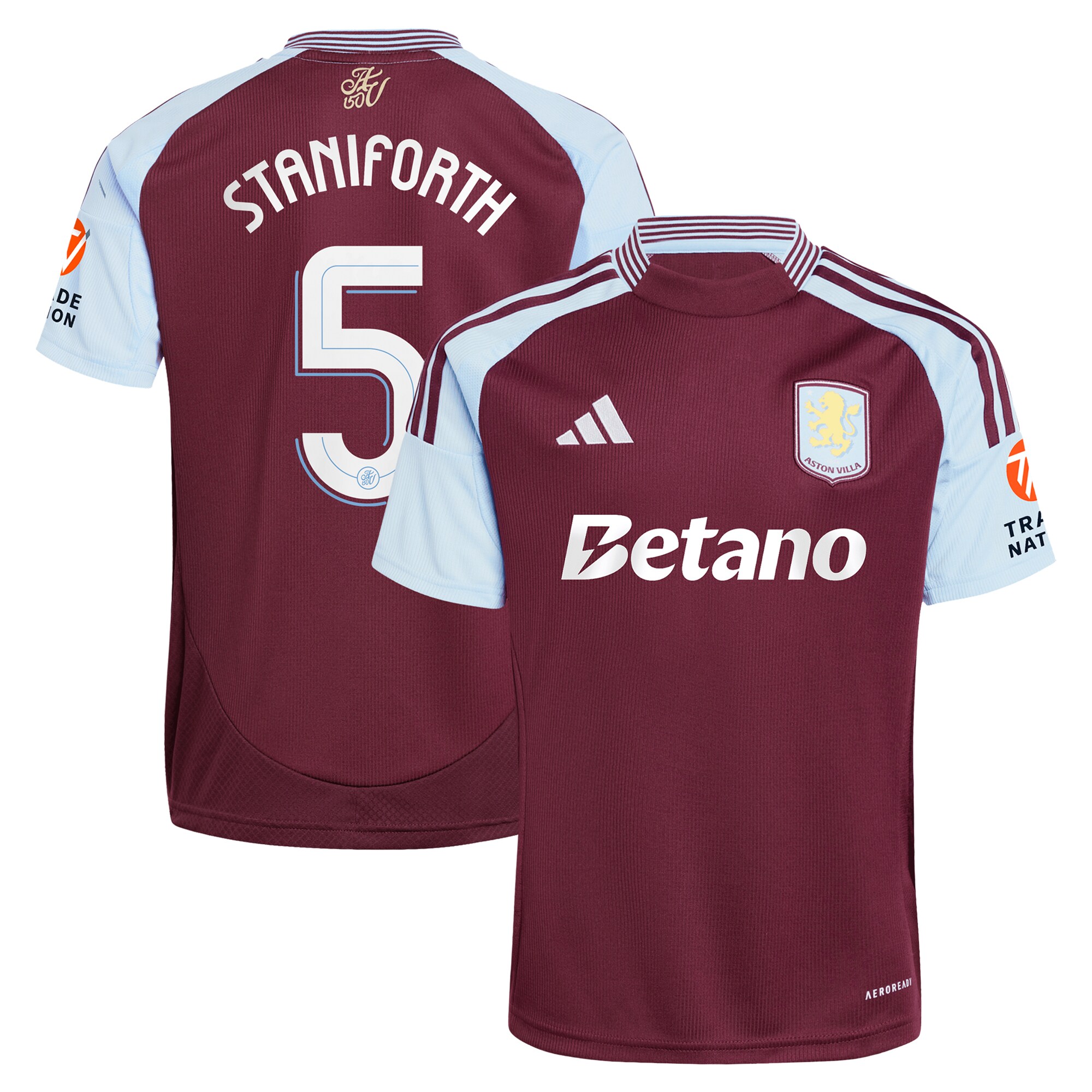 Aston Villa Jerseys - Official aston villa adidas home shirt 2024-25 with staniforth 5 cup printing Collection for AVFC Fans