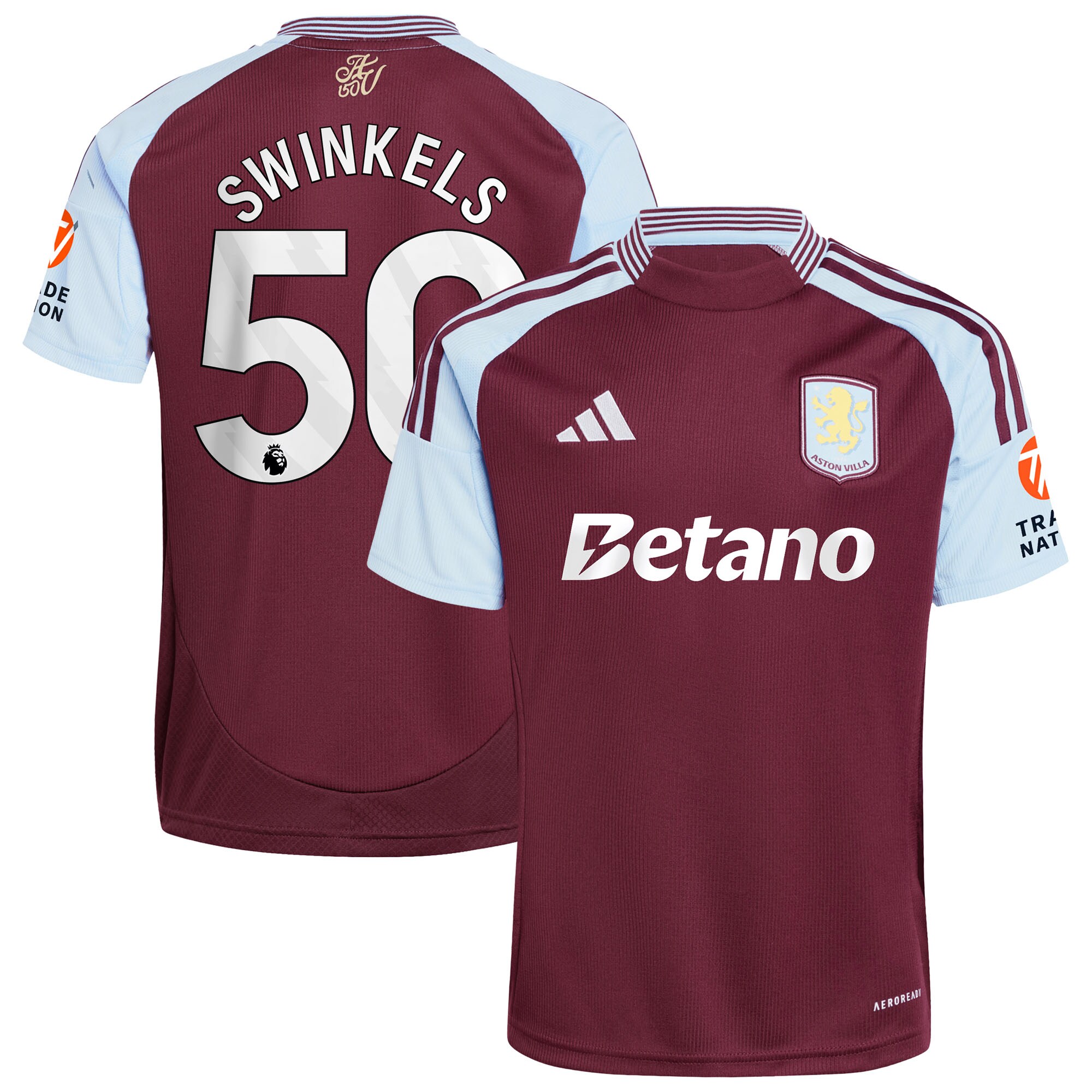 Aston Villa Jerseys - Official aston villa adidas home shirt 2024-25 with swinkels 50 printing Collection for AVFC Fans