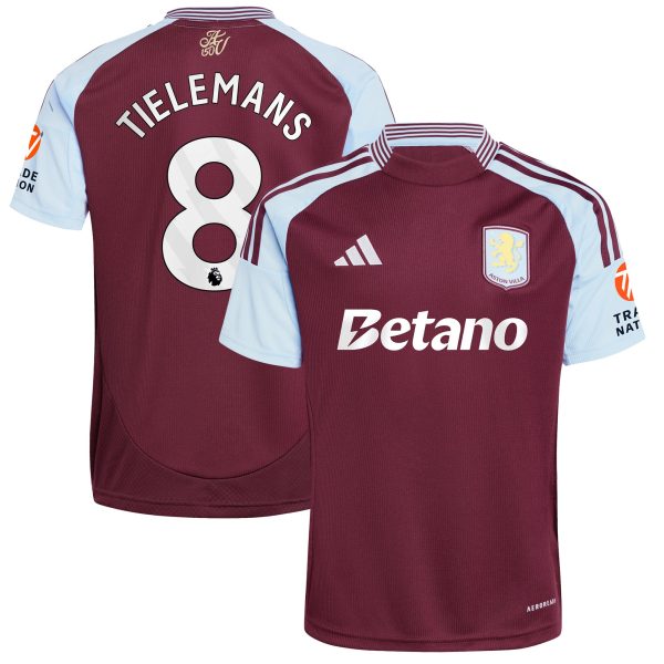 Aston Villa Jerseys - Official aston villa adidas home shirt 2024-25 with tielemans 8 printing Collection for AVFC Fans