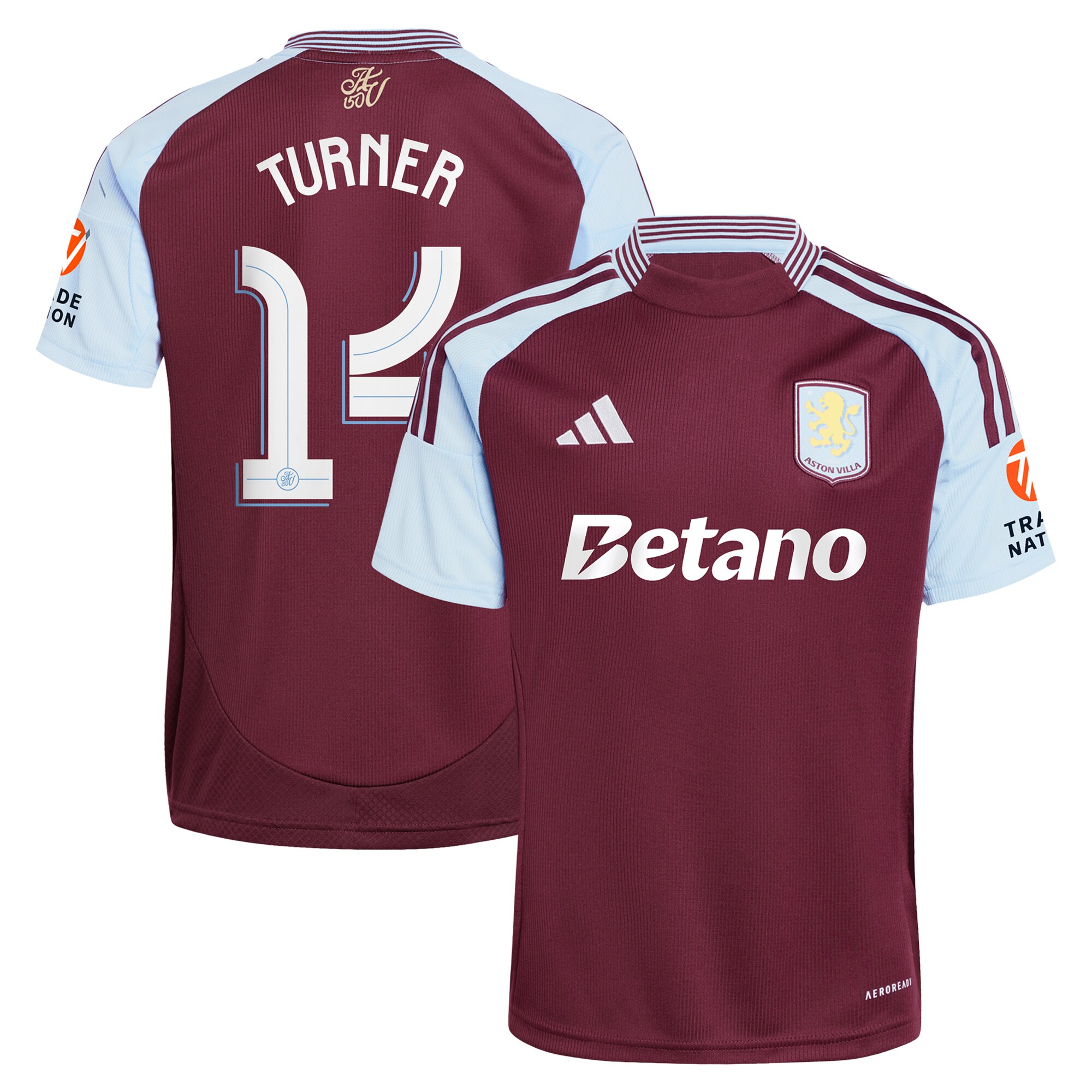 Aston Villa Jerseys - Official aston villa adidas home shirt 2024-25 with turner 14 cup printing Collection for AVFC Fans