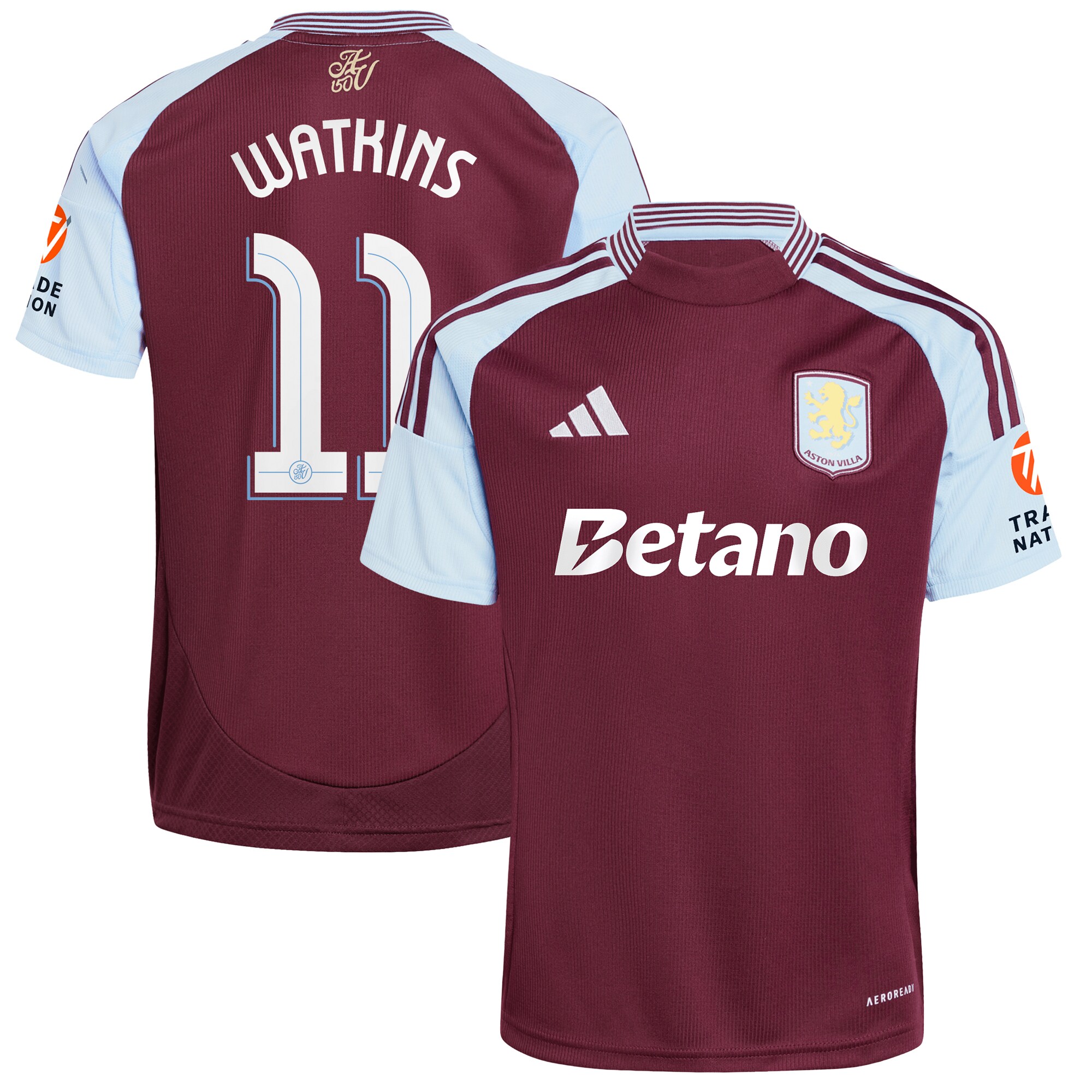 Aston Villa Jerseys - Official aston villa adidas home shirt 2024-25 with watkins 11 cup printing Collection for AVFC Fans