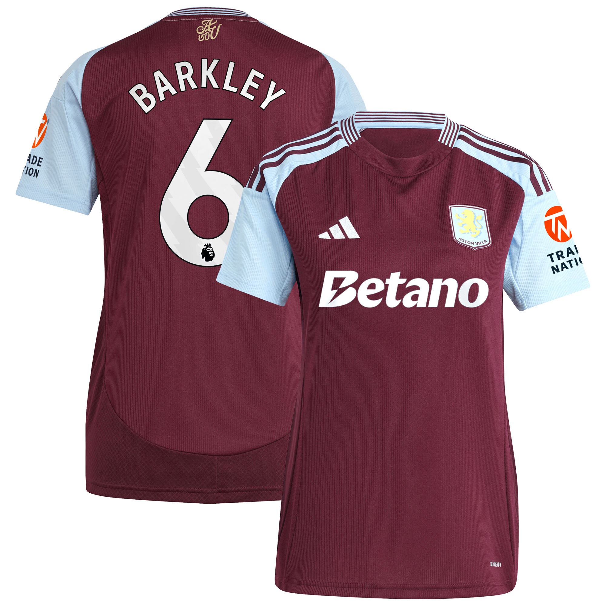 Aston Villa Jerseys - Official aston villa adidas home shirt 2024-25 – womens with barkley 6 printing Collection for AVFC Fans