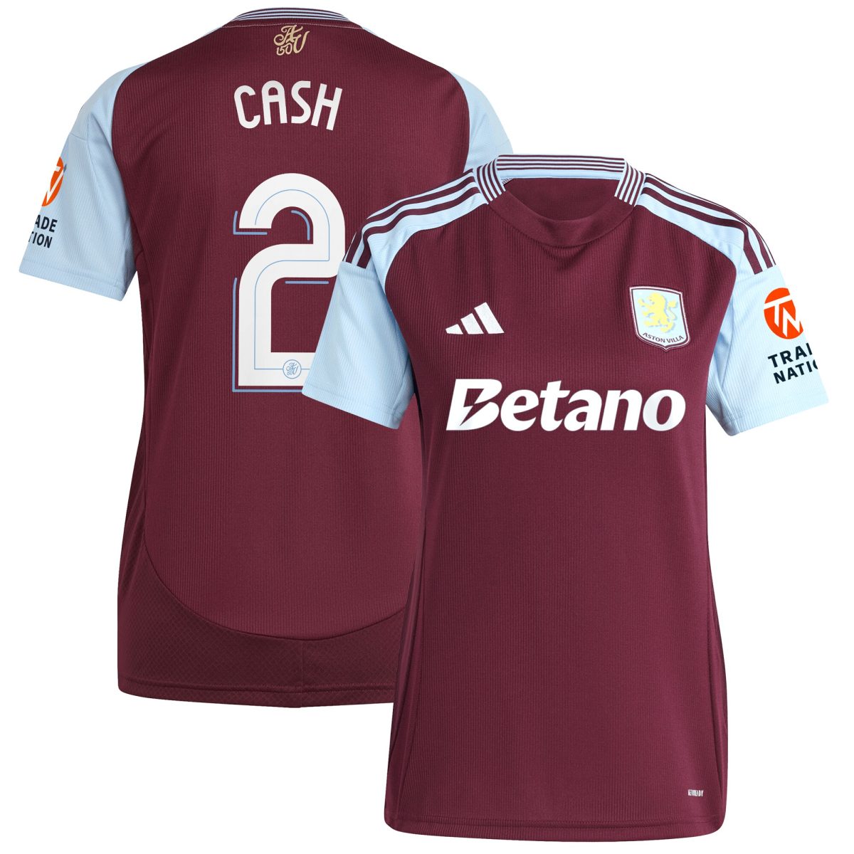 Aston Villa Jerseys - Official aston villa adidas home shirt 2024-25 – womens with cash 2 cup printing Collection for AVFC Fans