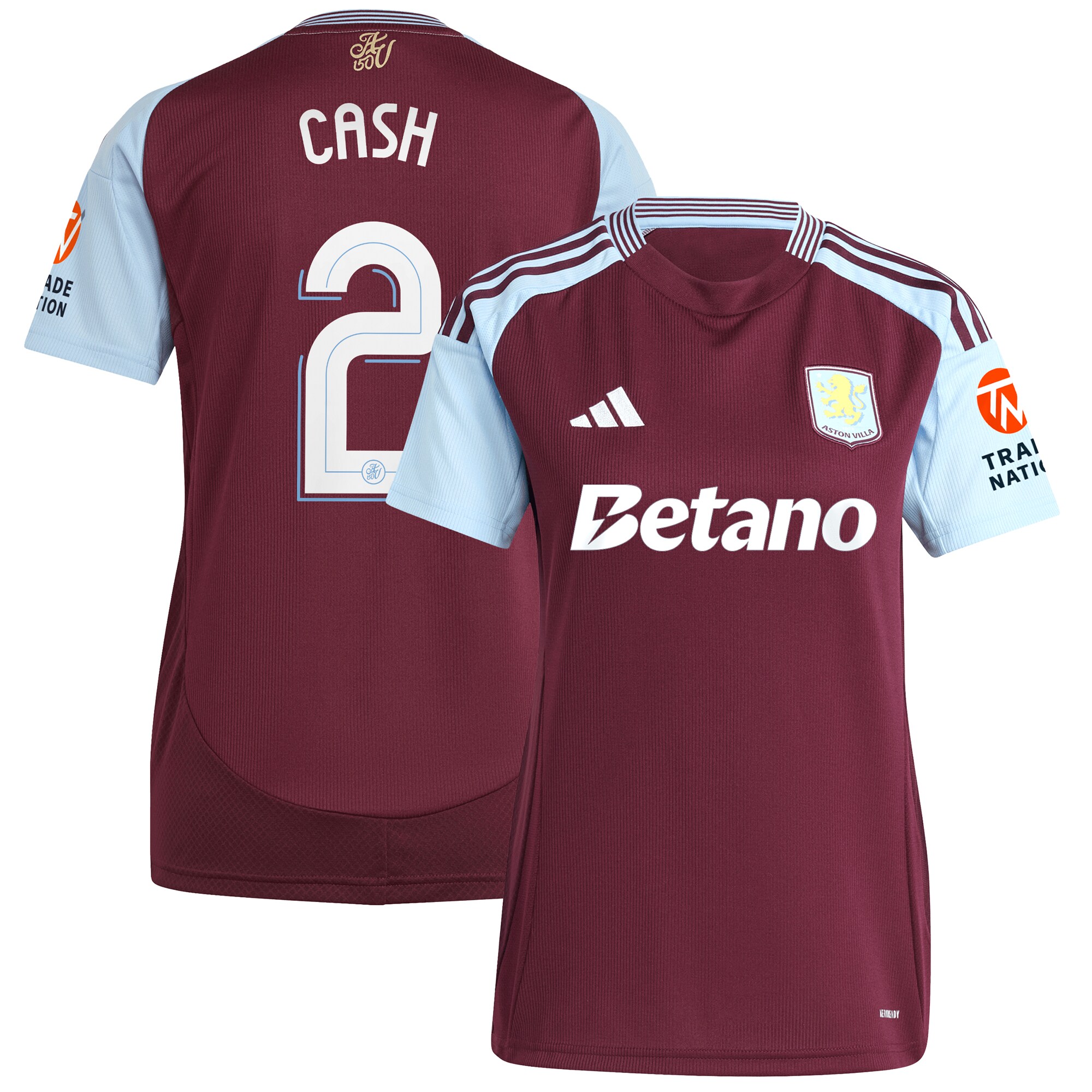Aston Villa Jerseys - Official aston villa adidas home shirt 2024-25 – womens with cash 2 cup printing Collection for AVFC Fans