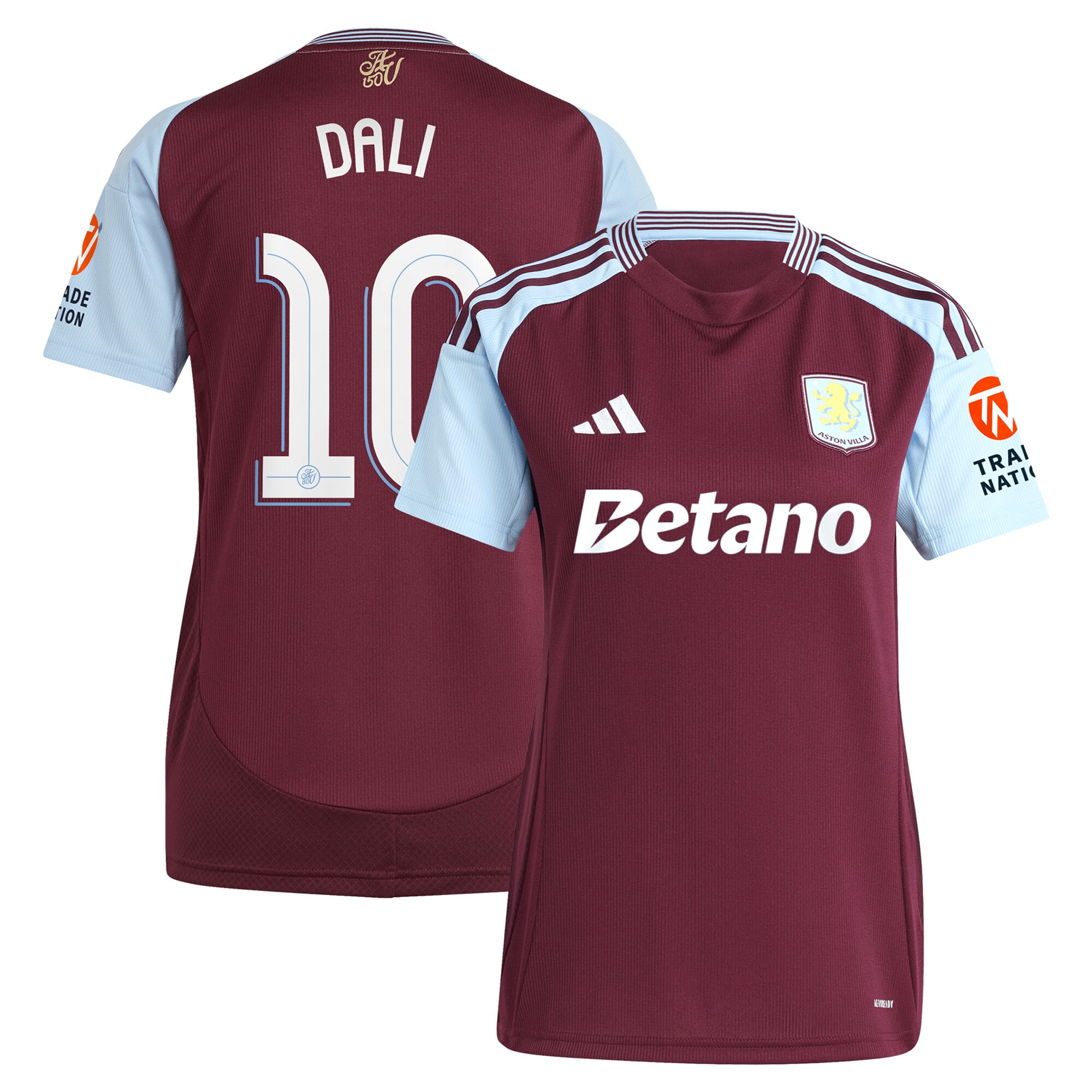 Aston Villa Jerseys - Official aston villa adidas home shirt 2024-25 – womens with dali 10 cup printing Collection for AVFC Fans