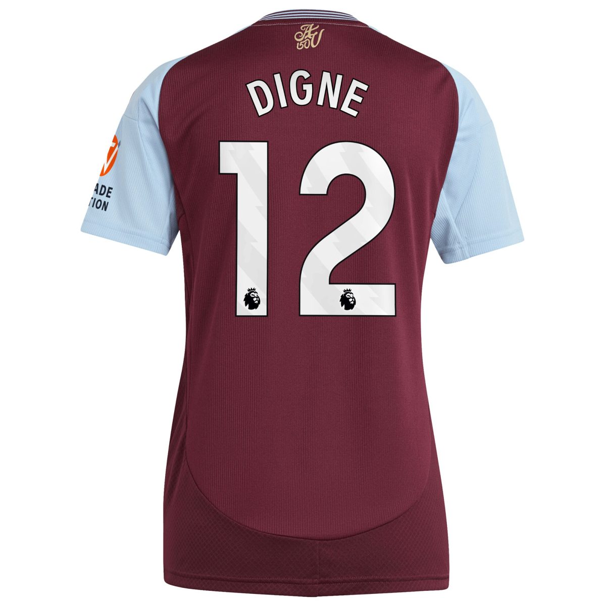 Aston Villa Jerseys - Official aston villa adidas home shirt 2024-25 – womens with digne 12 printing Collection for AVFC Fans